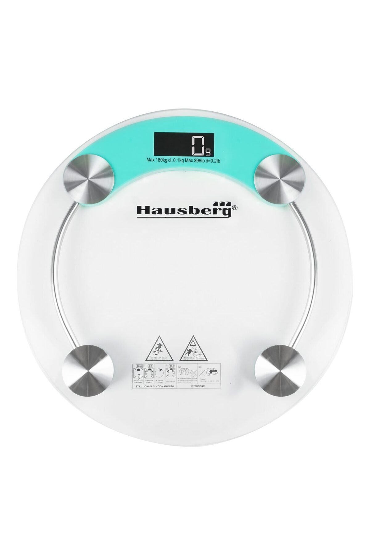 Hausberg-Cantar corporal HB-6000BL, display LCD, inchidere automata, indicator baterie, 180 kg, Sticla, Bleu 1