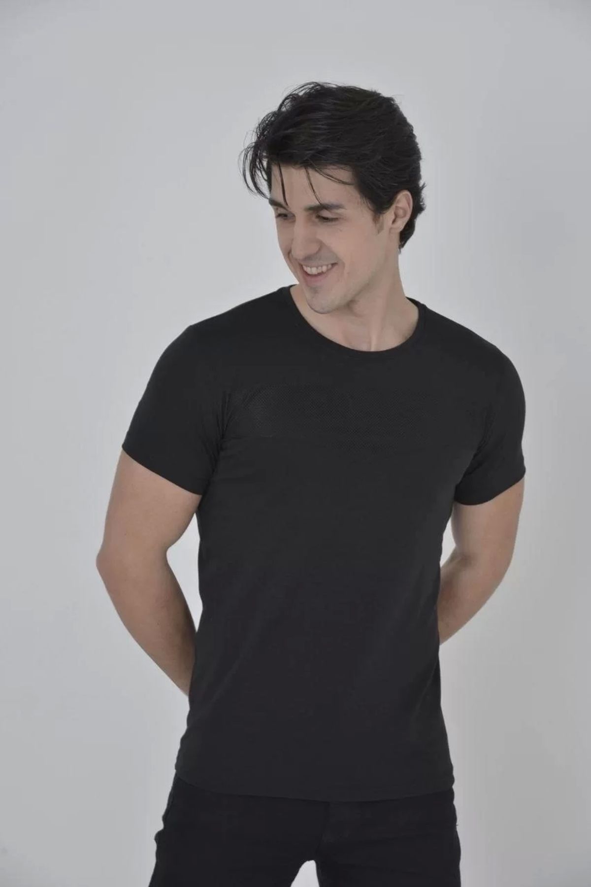 CVS Erkek Gögüs Fileli Slim fit T-shirt - Siyah