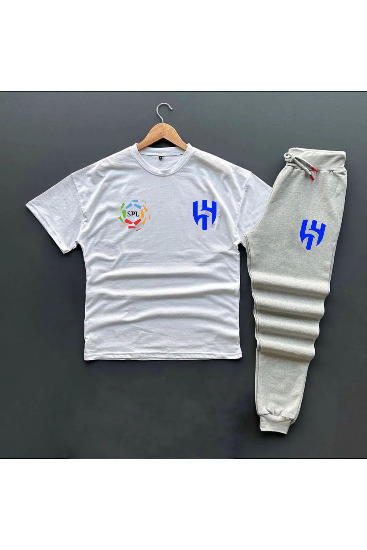 Pisa Art Al-Hilal Suudi Arabistan Pro Ligi Yarım Fermuarlı Sweat-Eşofman Altı Kombin+Tshirt-Eşofman