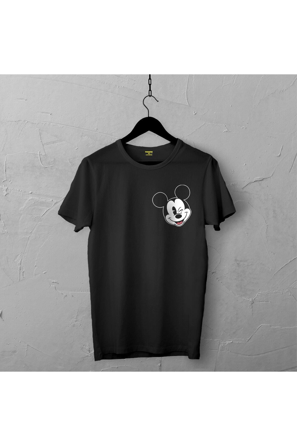 Pisa Art Mickey Mouse Tasarımlı Tshirt 226, Unisex Premium,çatlama Solma Yapmaz Çizgili Kahramanlar