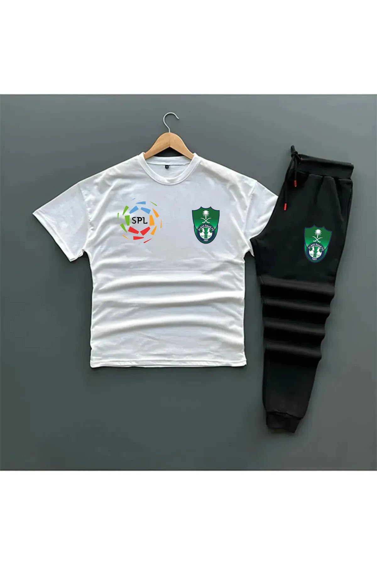 Pisa Art KOPYA - Al-ahli Suudi Pro Ligi Özel Tasarım Yuvarlak Yaka Sweatshirt ve Tshirt -eşofman Altı Kombini