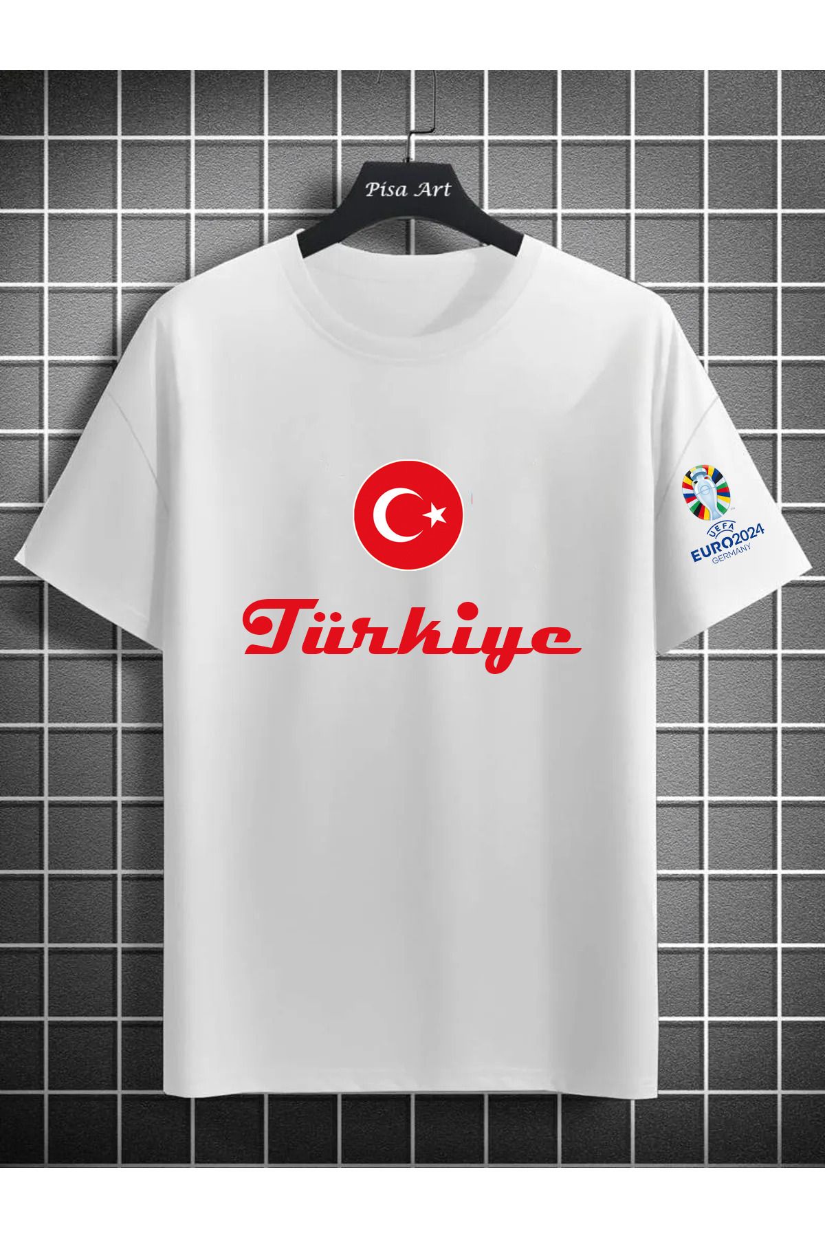 Pisa Art EURO 2024 TÜRKİYE MİLLİ TAKIMI KOL DETAYLI ÖZEL TASARIM TARAFTAR T-SHİRT