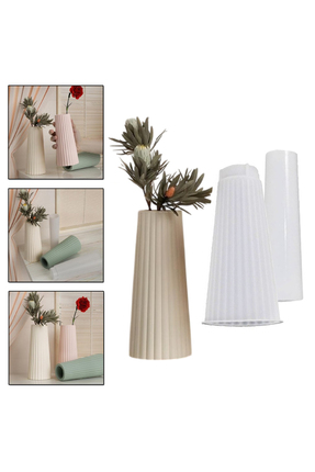 Getshopmini Epoksi Vazo Kalıbı Beton Taş Tozu Vazo Mumluk Kalıbı Silikon GT96...