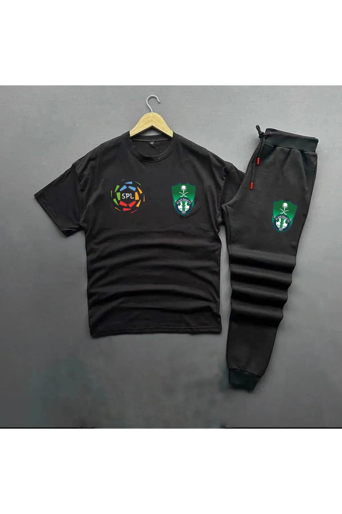 Pisa Art KOPYA - Al-ahli Suudi Pro Ligi Özel Tasarım Yuvarlak Yaka Sweatshirt ve Tshirt -eşofman Altı Kombini