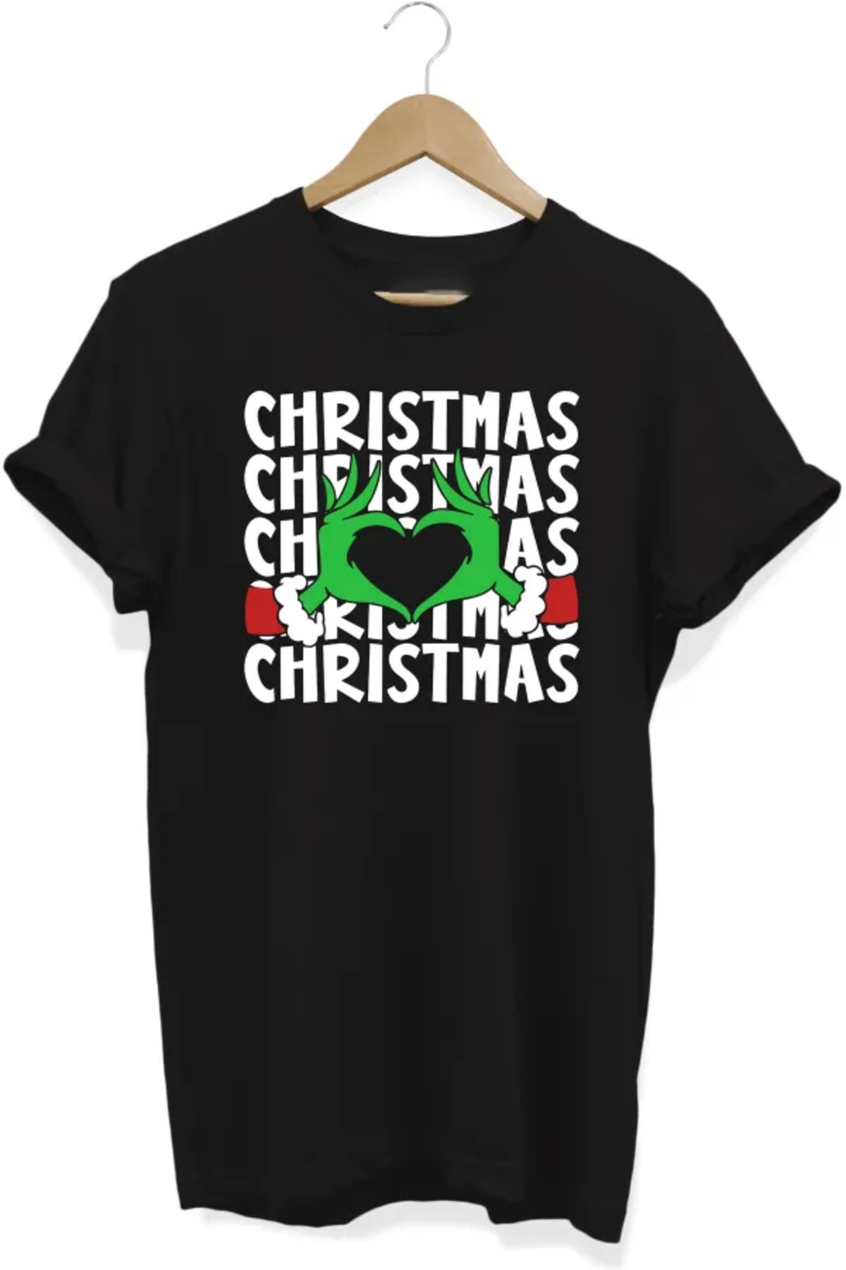 Pisa Art YILBAŞI CHRISTMAS YAZILI SİYAH UNİSEX T-SHIRT