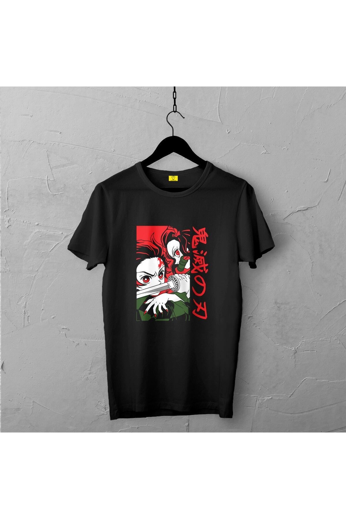 Pisa Art Tanjiroand Nezuko Tasarımlı Tshirt , Unisex Premium, Çatlama Solma Yapmaz / Anime