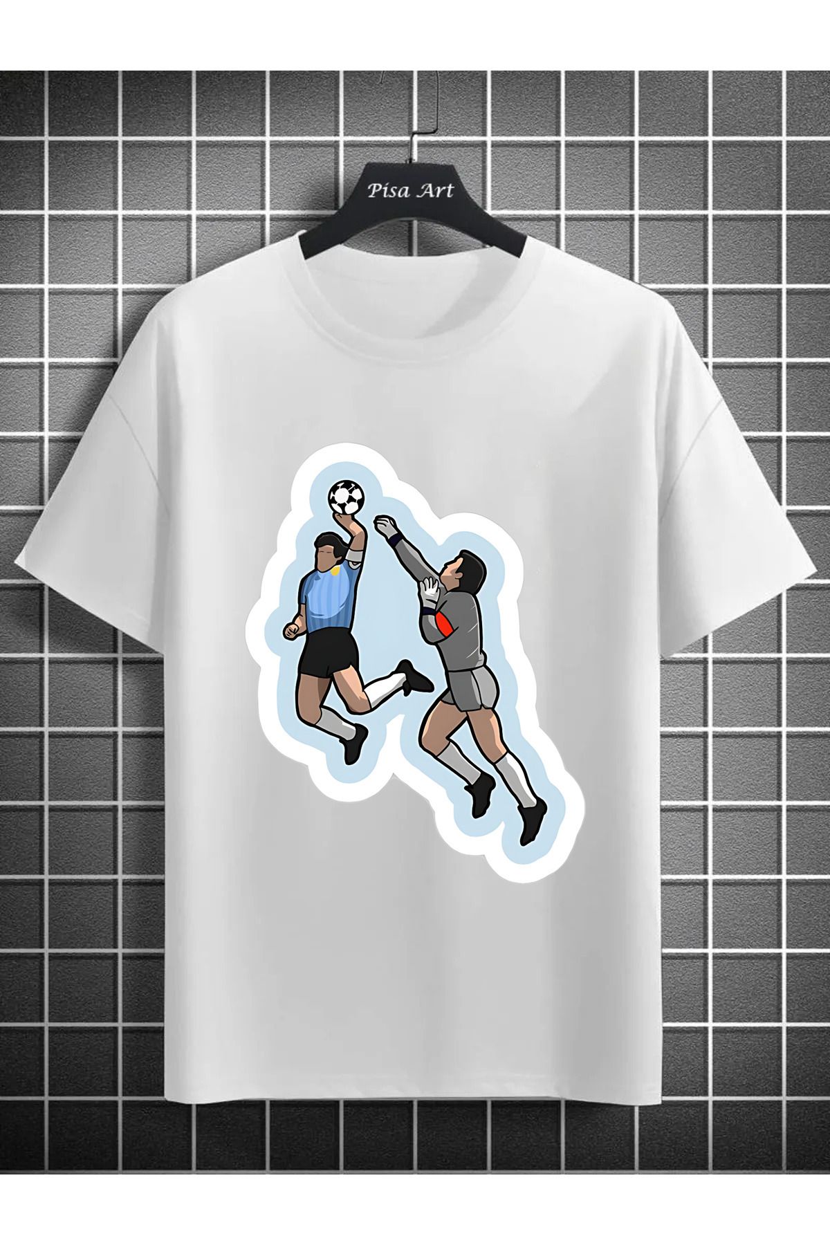 Pisa Art Maradona Tanrı'nını Eli Özel Tasarım Unisex Taraftar T-Shirt