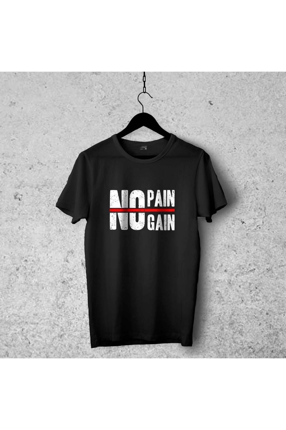 Pisa Art No Pain No Gain Tasarımlı Tshirt 001, Unisex Premium Kalite Çatlama Solma Yapmayan Baskılı Tshirt