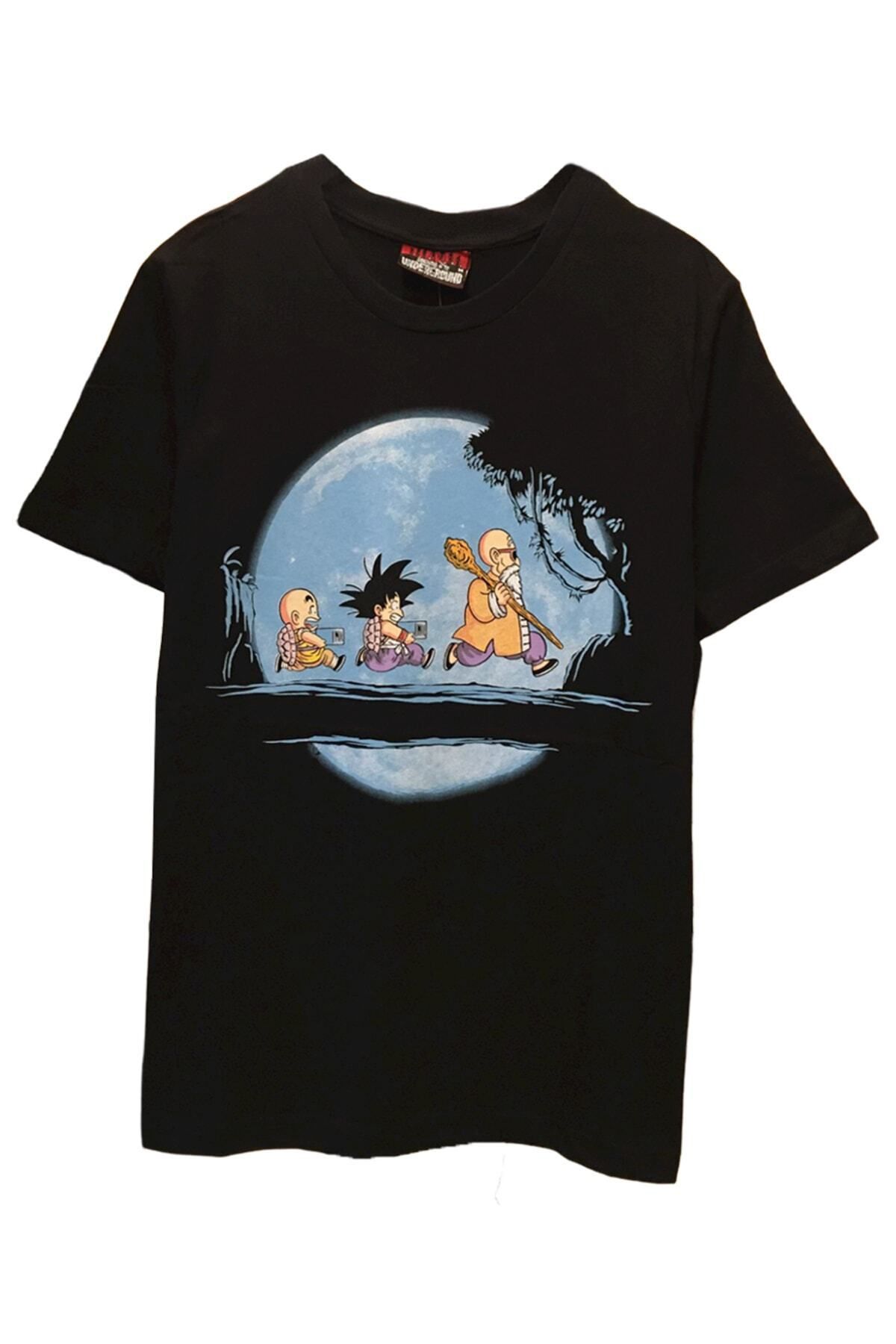 Pisa Art Unisex Dragon Ball Z Sırt Baskılı Siyah Tişört