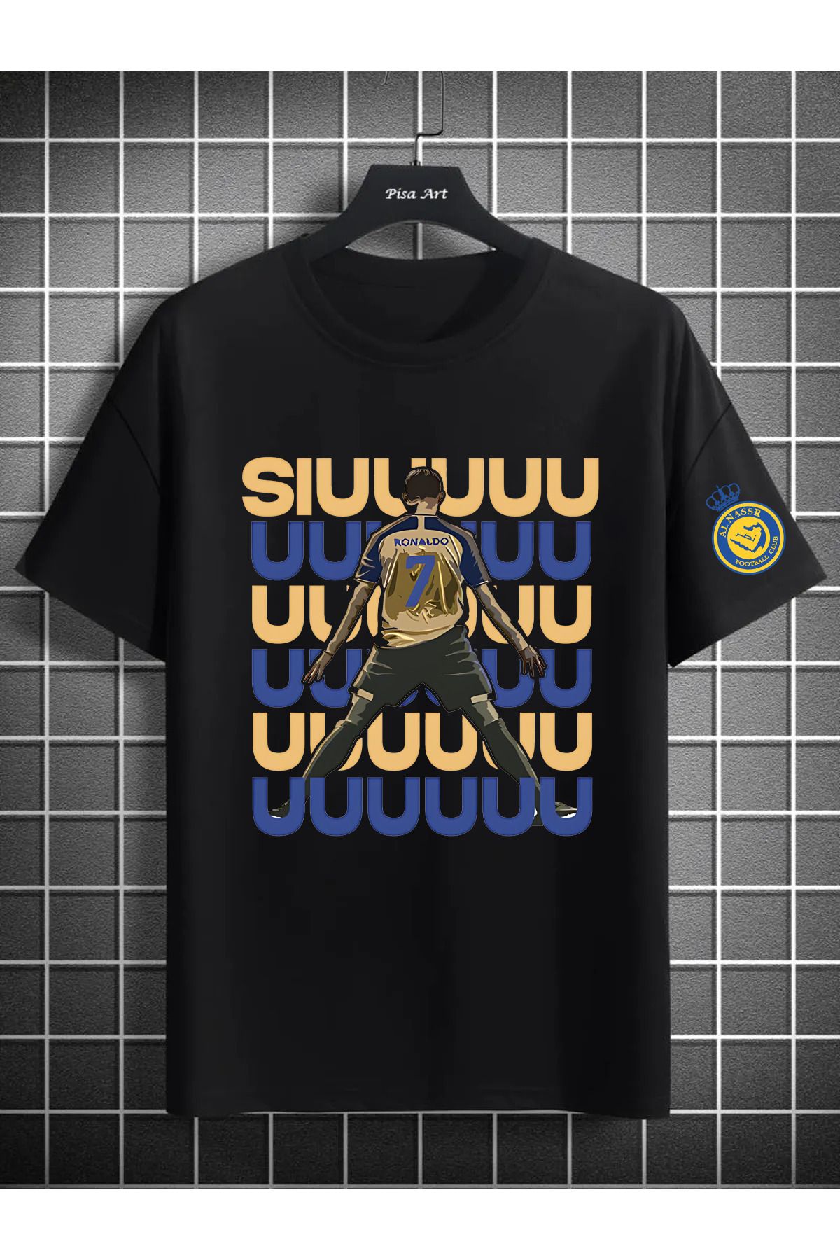 Pisa Art Cristiano Ronaldo Siu Gol Sevinci AL Nassr Özel Tasarım Unisex Taraftar T-Shirt