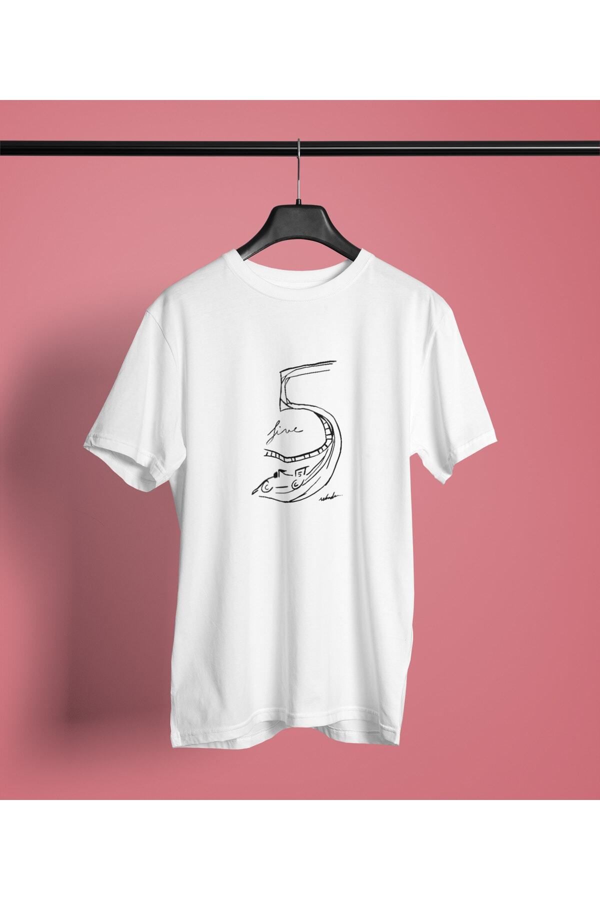 Pisa Art Sebastian Vettel 5 Drawing Baskılı T-shirt
