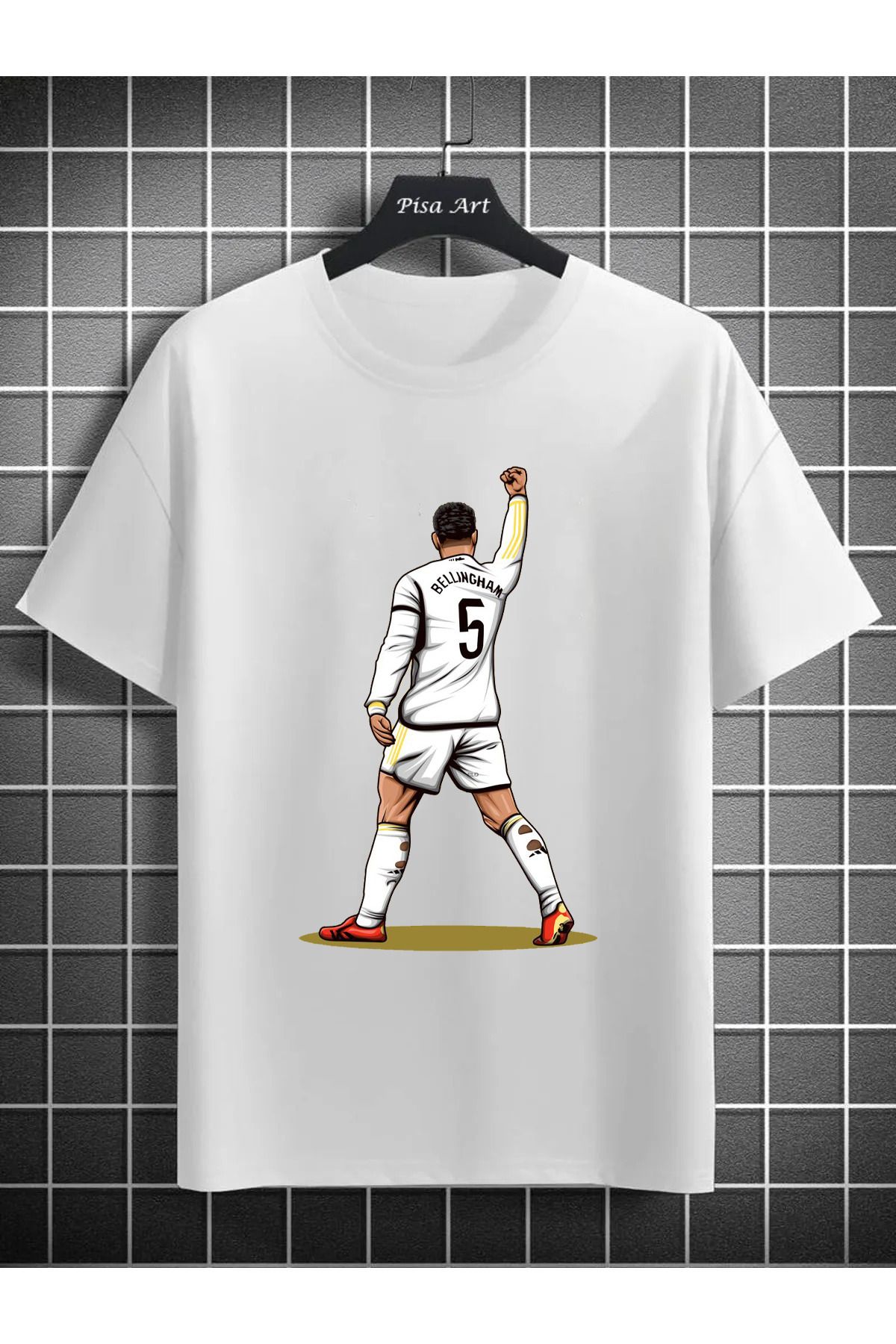 Pisa Art Jude Bellingham Ön Orta Yazılı Özel Tasarım Unisex Taraftar T-Shirt
