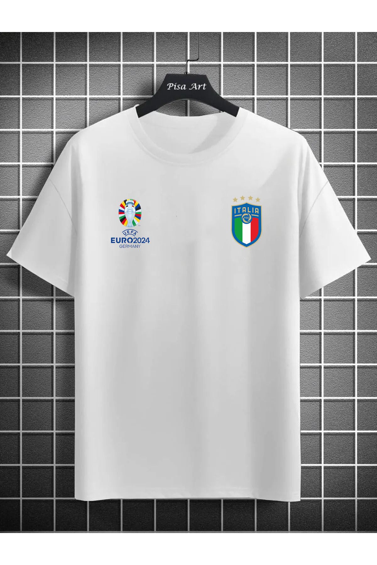 Pisa Art EURO 2024 İtalya Özel Koleksiyon Unisex Özel Tasarım Taraftar T-Shirt