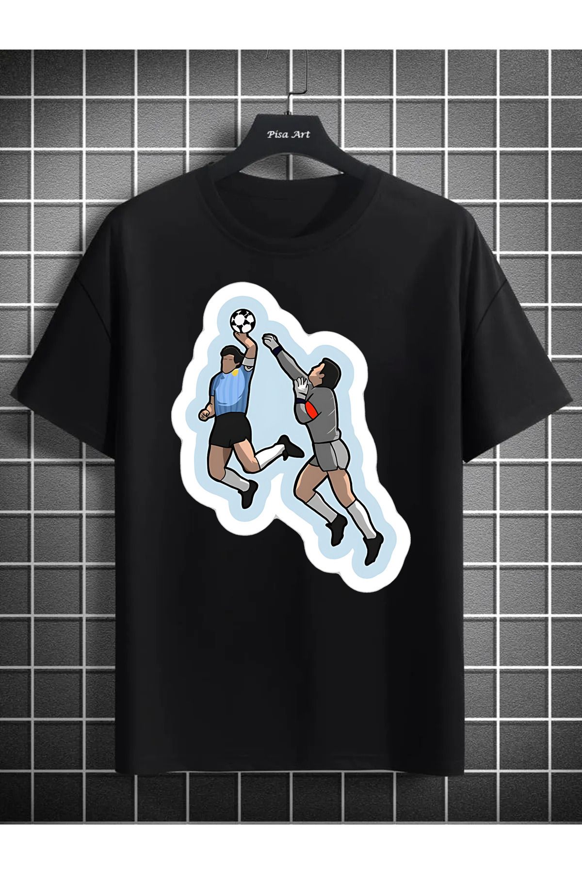 Pisa Art Maradona Tanrı'nını Eli Özel Tasarım Unisex Taraftar T-Shirt