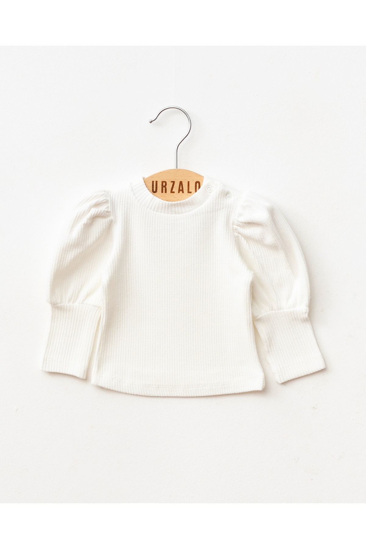 Little Baby URZALO Püsküllü Kız Bebek Kot Jile Elbise %100 Pamuk Likralı Ribana Balon Bluz Lüks Jean fotoğrafı 3 (önizleme)