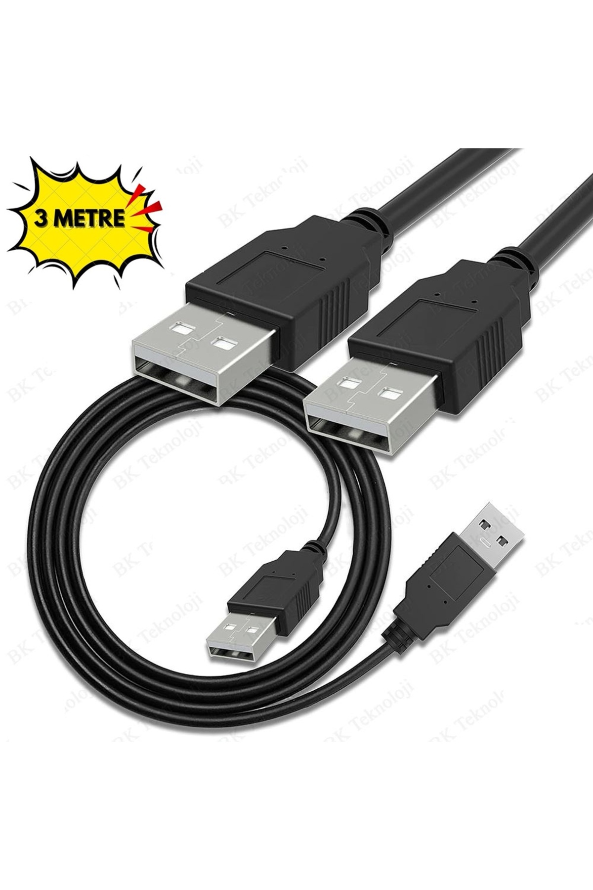 3 Metre 3mt USB 2.0 Uzatma Kablosu Erkek To Erkek Genişletici Web Kamerası Usb Veri Aktarım Kablosu