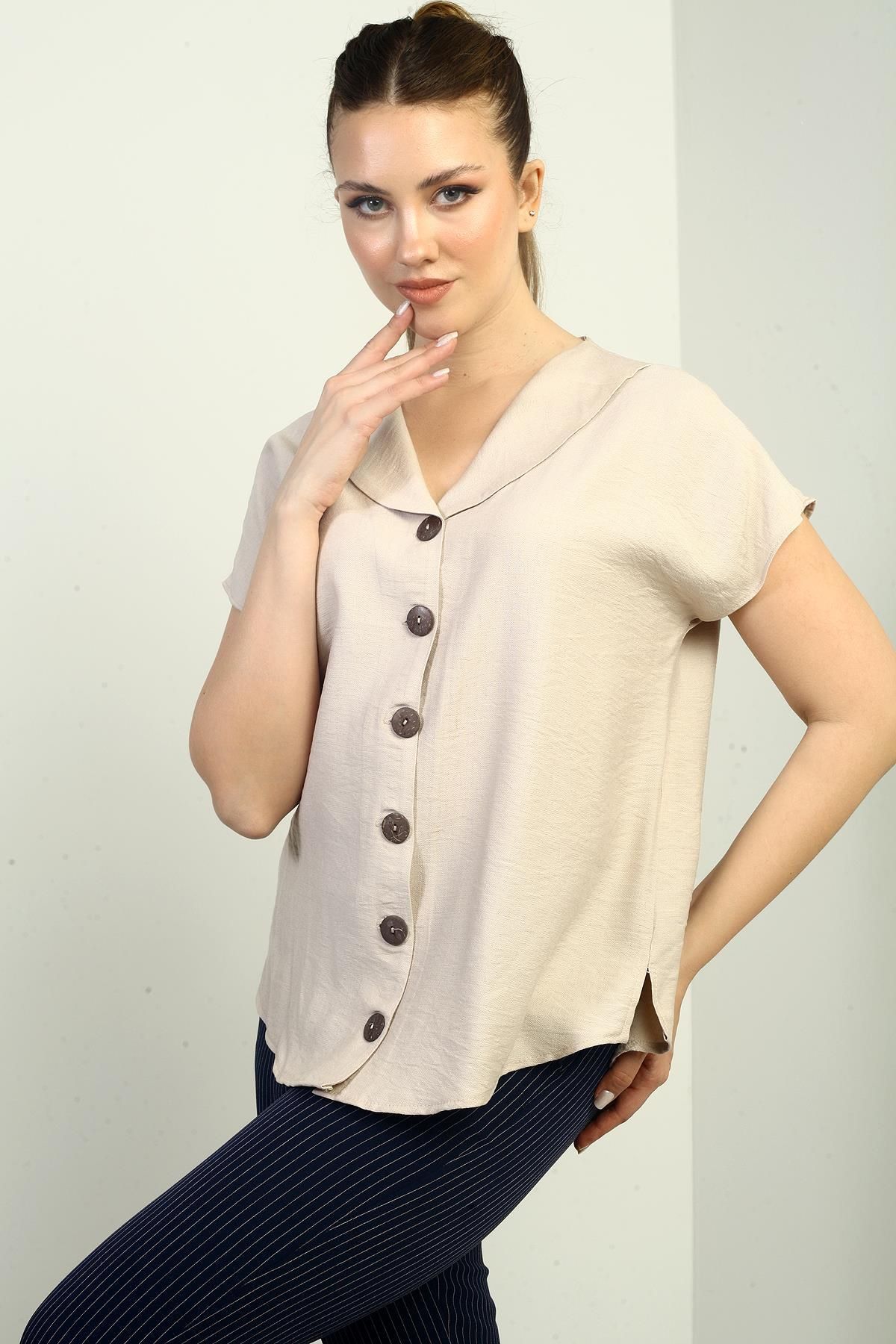 LipLipo Kadın Şal Yaka Oversize Gömlek