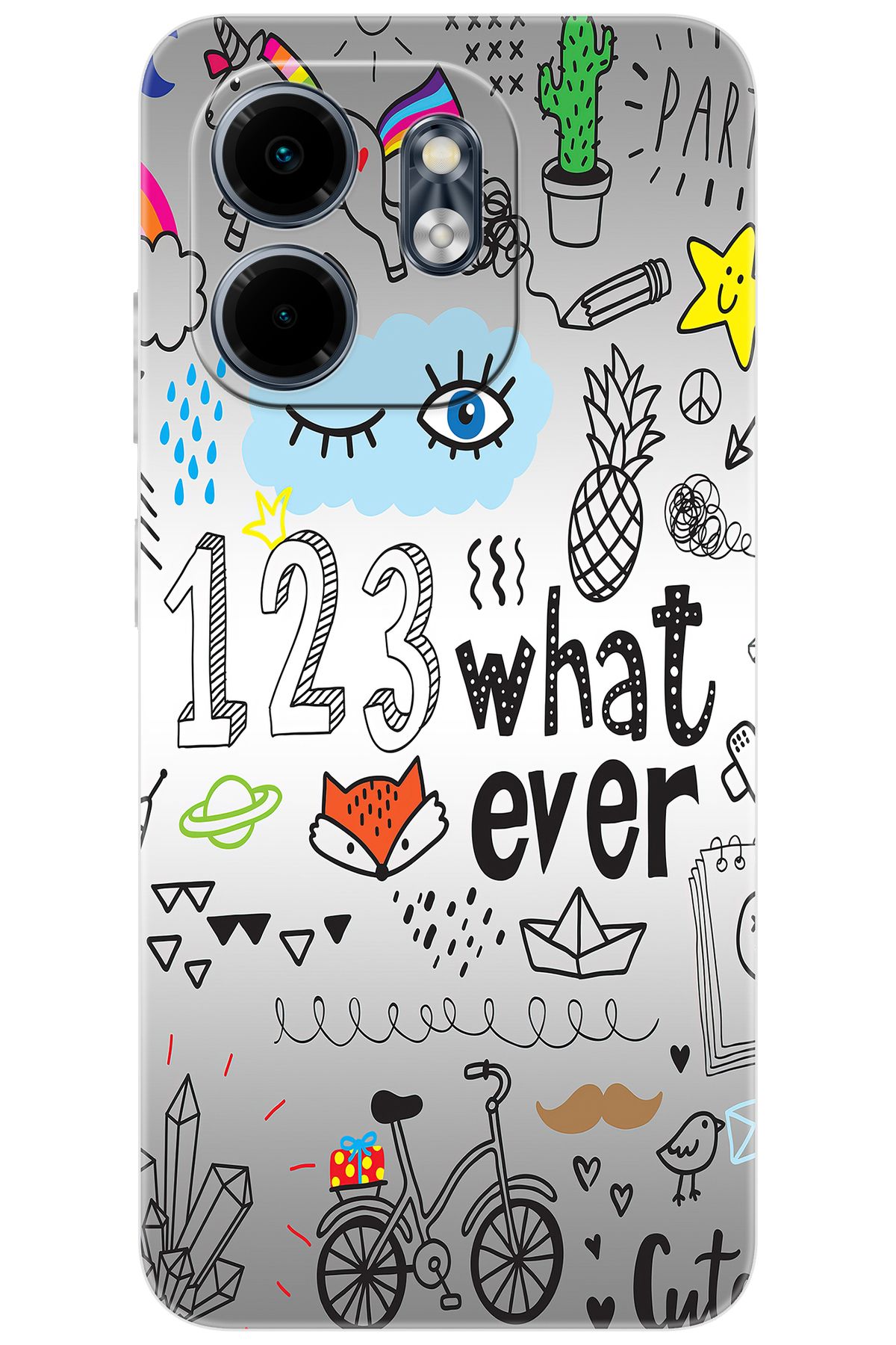Ceppare iNfinix Smart 9 (X6532) Uyumlu Kılıf Desen Baskılı Silikon 123WHAT Ever STK:334 CP-ohky4t0
