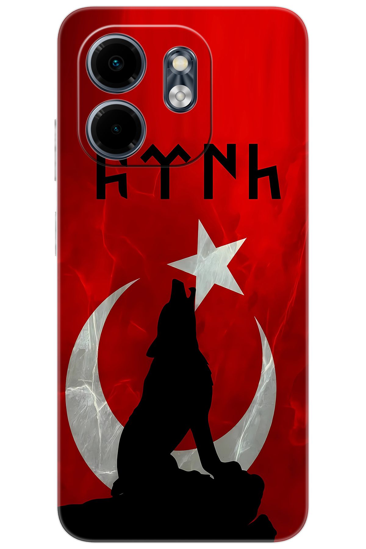 Ceppare iNfinix Smart 9 (X6532) Uyumlu Kılıf Desen Baskılı Silikon Kurt ve Göktürkçe STK:637 CP-D4XXZhj