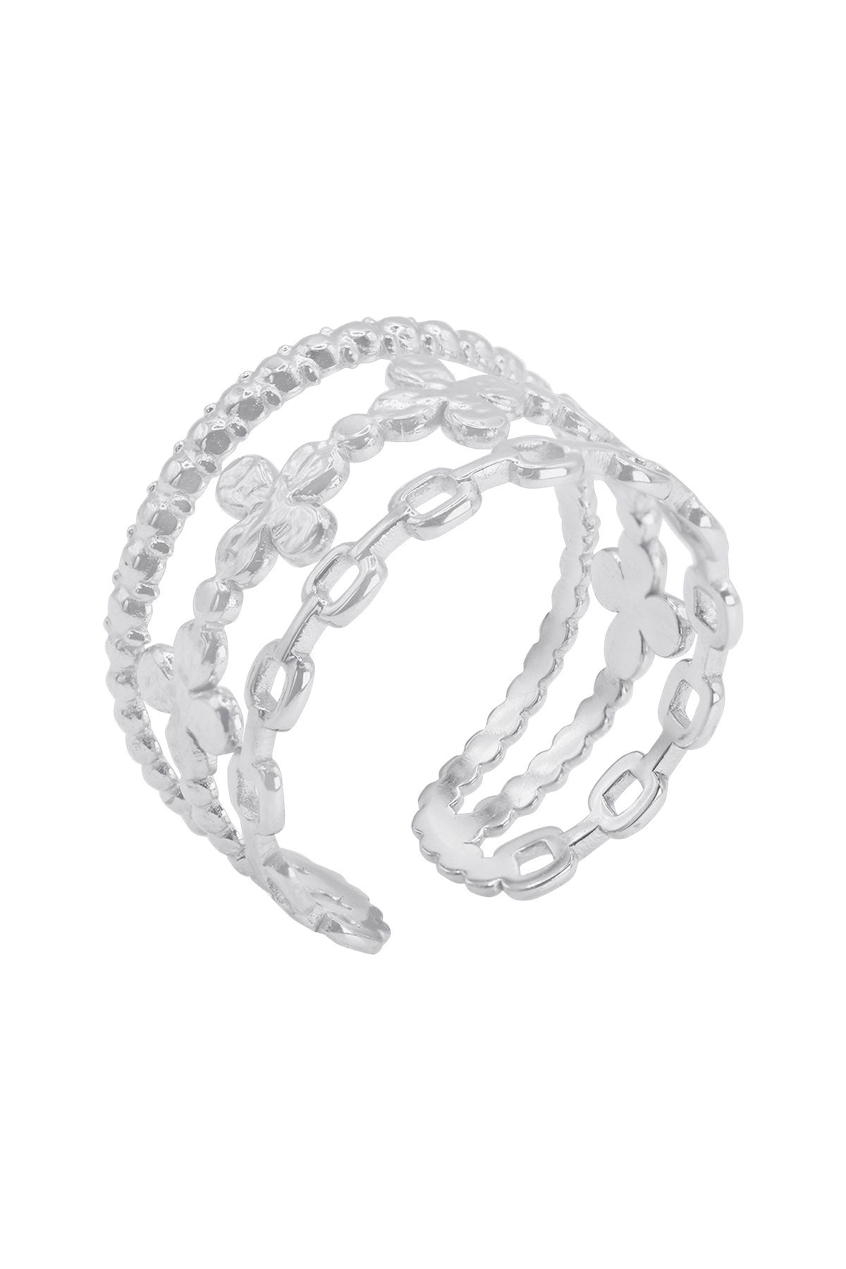 Heideman Mehrreihiger Ring Rabir Silberfarben Modisch für Damen - One Size