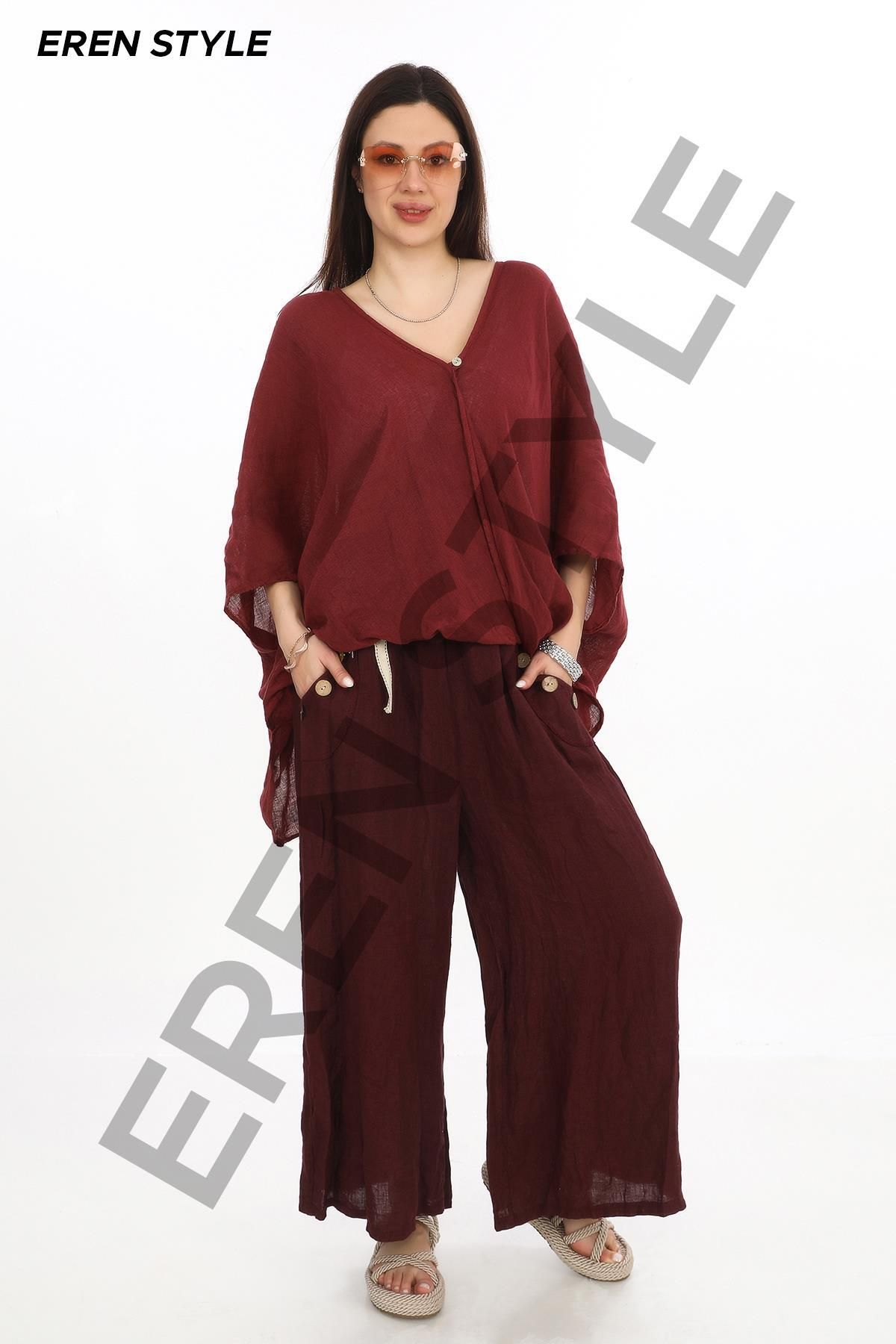 EREN STYLE-Bohemian Double Breasted Single Button Linen Blouse 2