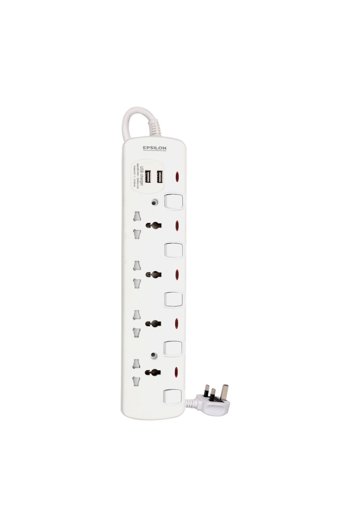 KRYPTON-Epsilon 4 Way Extension Socket with Individual Switches- ES1108| 2 Way USB Ports,2 M Cord 2
