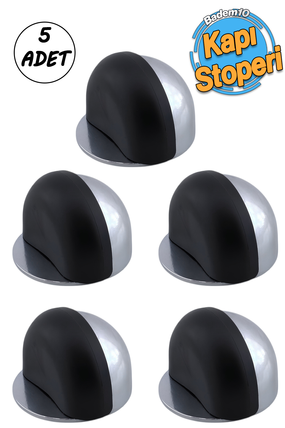 Badem10-5 Pcs Screw Mounted Metallic Side Spot Door Stop Quick Stopper Holder Chrome Silver 1