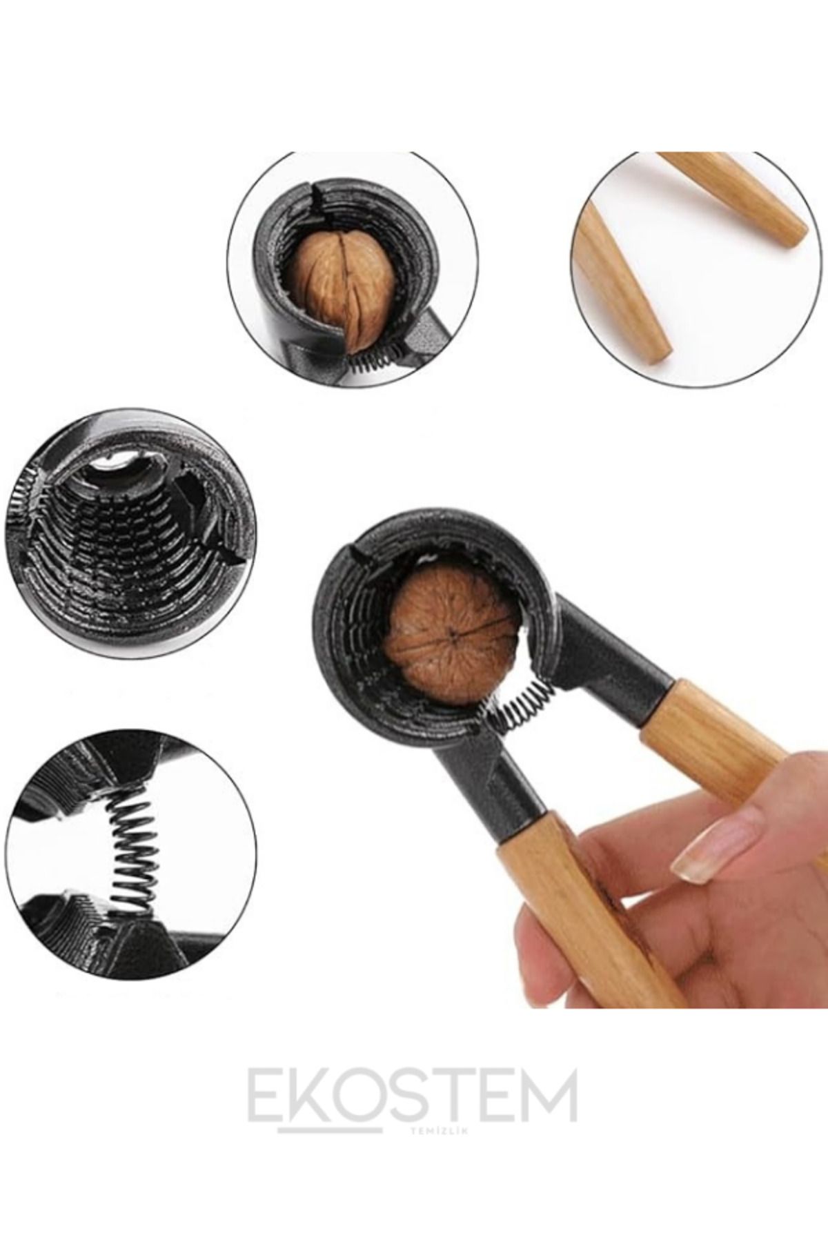 Ekostem-Walnut - Almond - Hazelnut Cracker Nussknacker with Wooden Handle 5