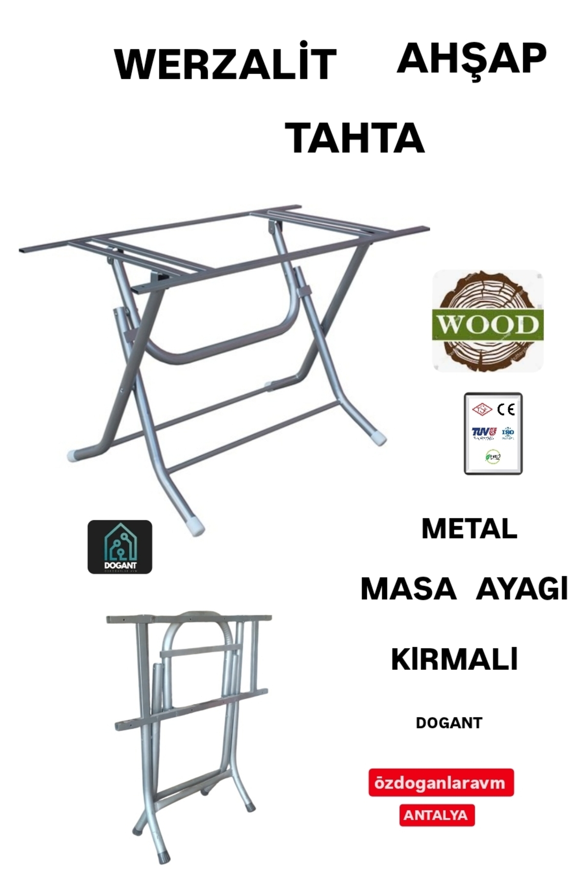 GENTAŞ Ahşap-werzalit 90x150 Masalar Için Katlanabilir Masa Ayağı