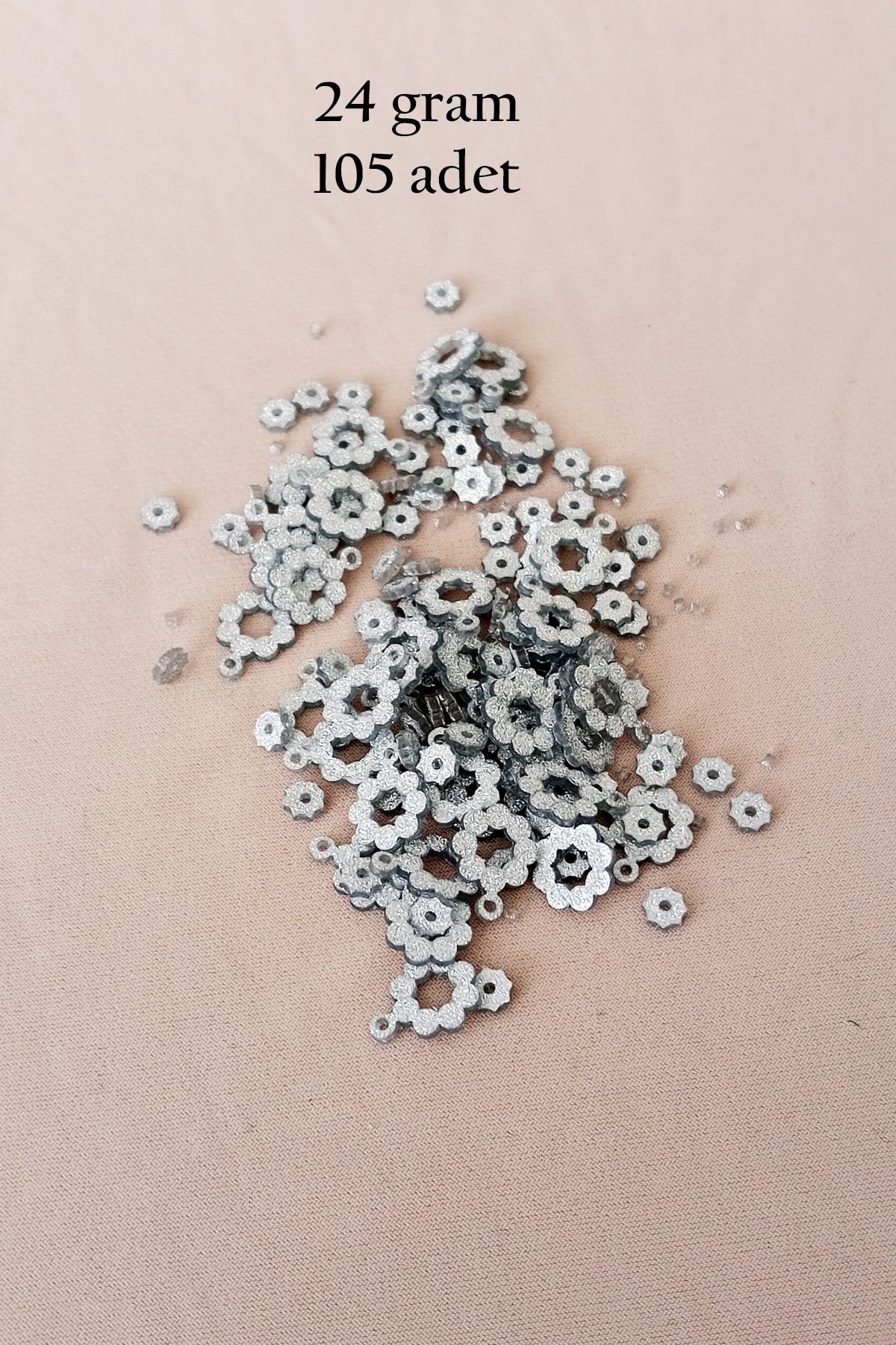karadağsb Oya Abiye Bileklik Kolye Pleksi Metalik Plastik Pul Gümüş Renk 24 Gram 105 Adet - Bnc561