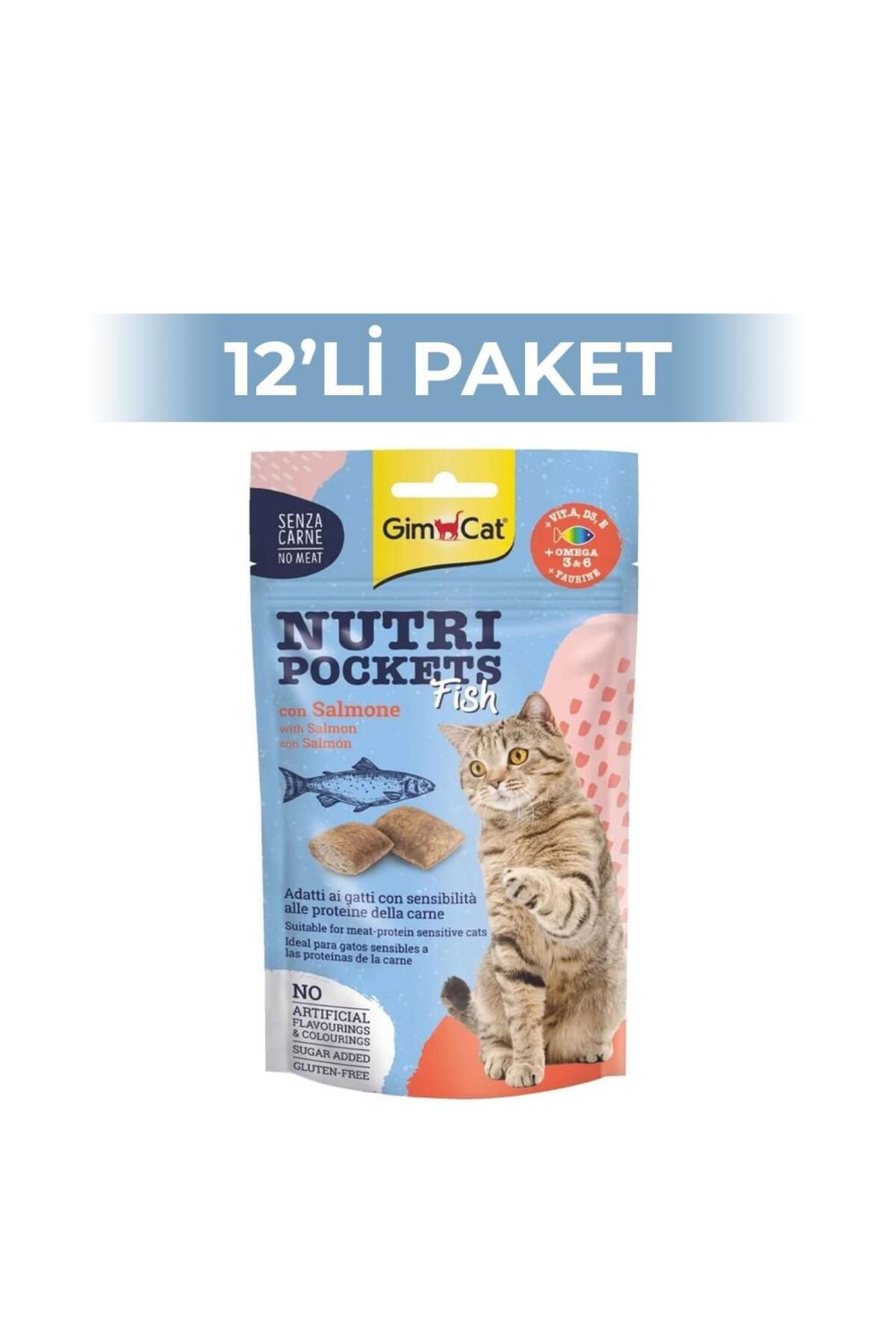 Gimcat Nutripockets Somon Balıklı Kedi Ödül Maması 60 gr 12 Adet