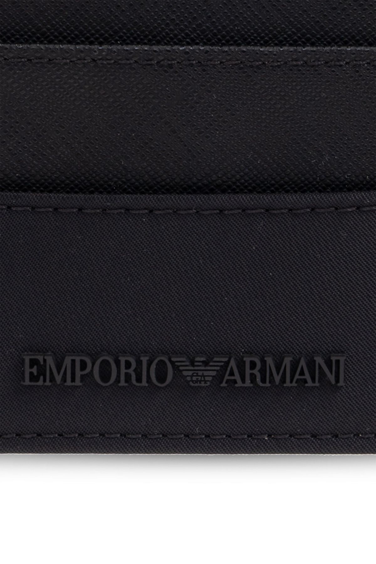 کارت دار مردانه آرم محفظه اضافی سیاه برجسته EM001790 AF13670 UC001 Emporio Armani
