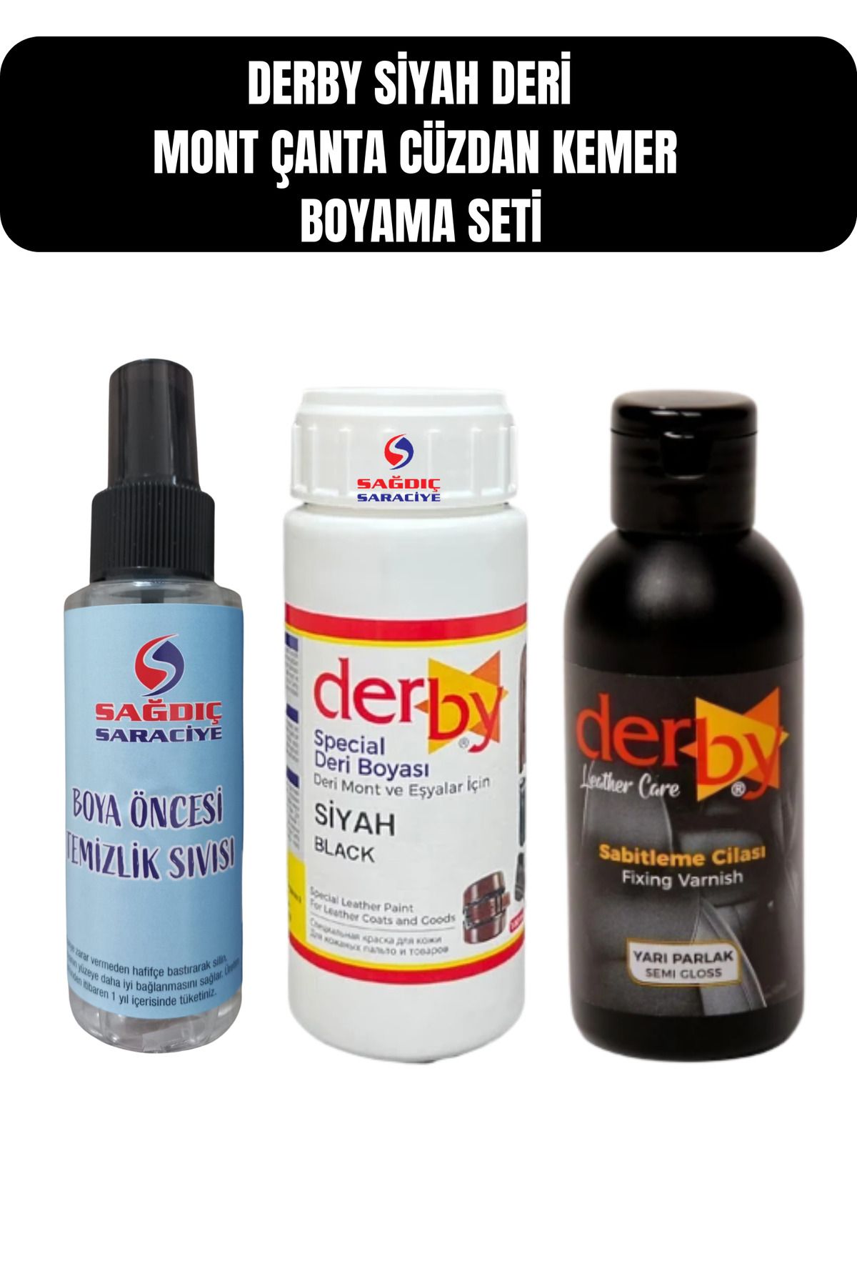 Sağdıç Saraciye Special Siyah Deri Boyası Deri Mont Çanta Cüzdan Kemer Boyama Seti