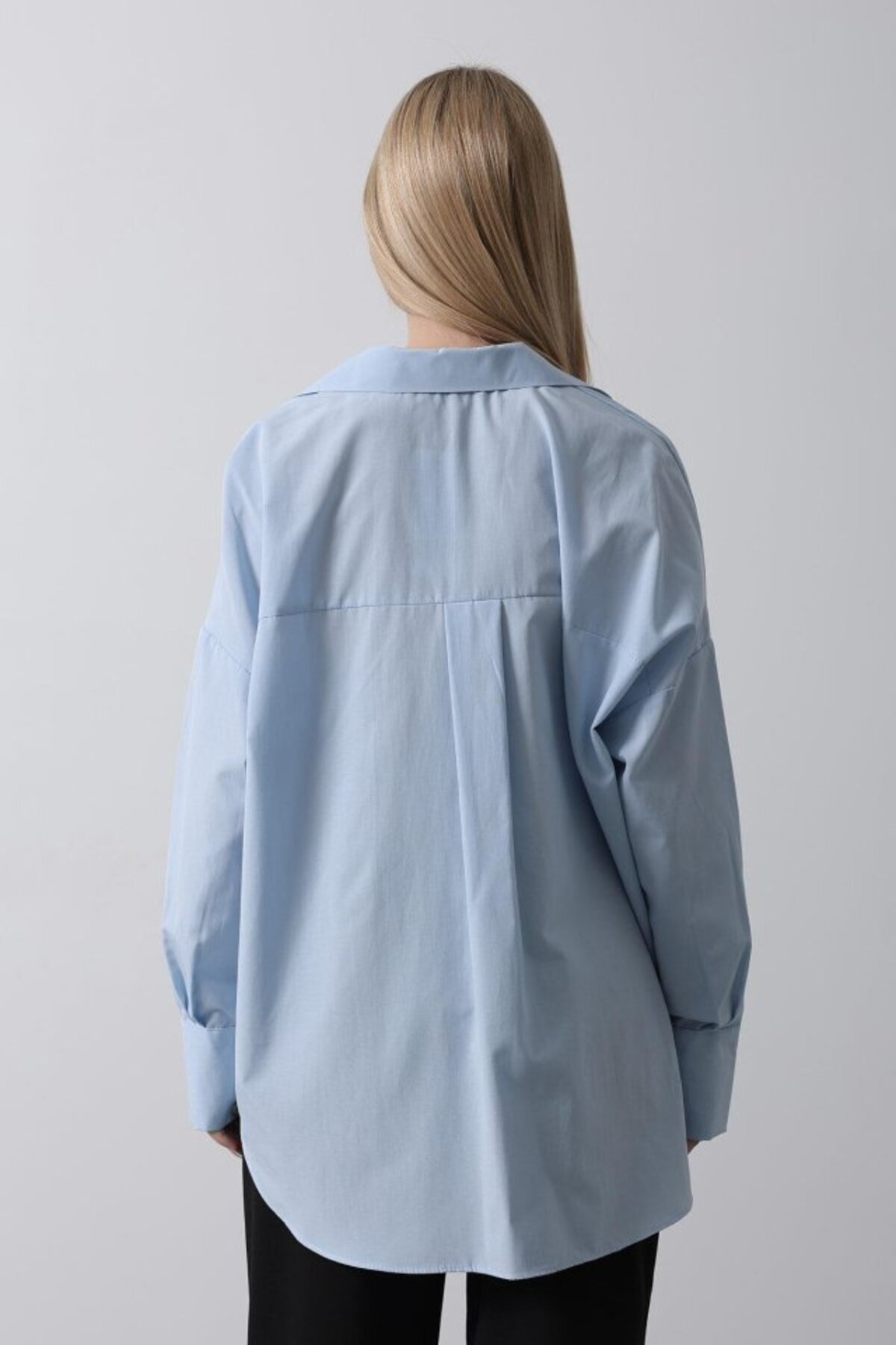 leyla sanat sanata yeni bir bakış açısı-Leyla Sanat a New Perspective on Art Wide Cuff Detail Shirt - Baby Blue 3