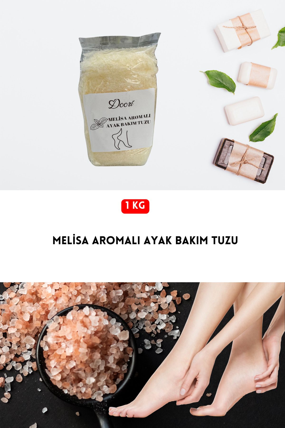 GELDİMİCOM Melisa Aromalı Ayak Bakım tuzu banyo tuzu rahatlatıcı ayak tuzu koku önleyici ayak banyo tuzu 1 kg