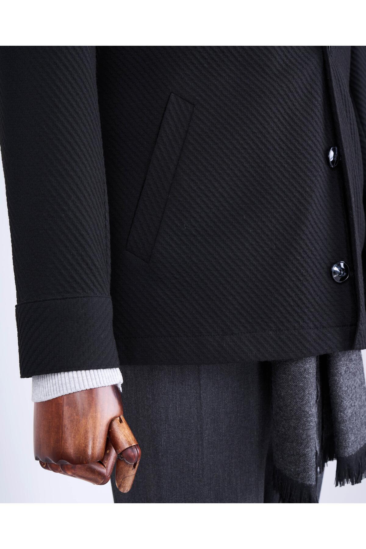TerziAdemAltun-Jachetă sport sezonieră slim fit în stil italian, neagră T13090 5