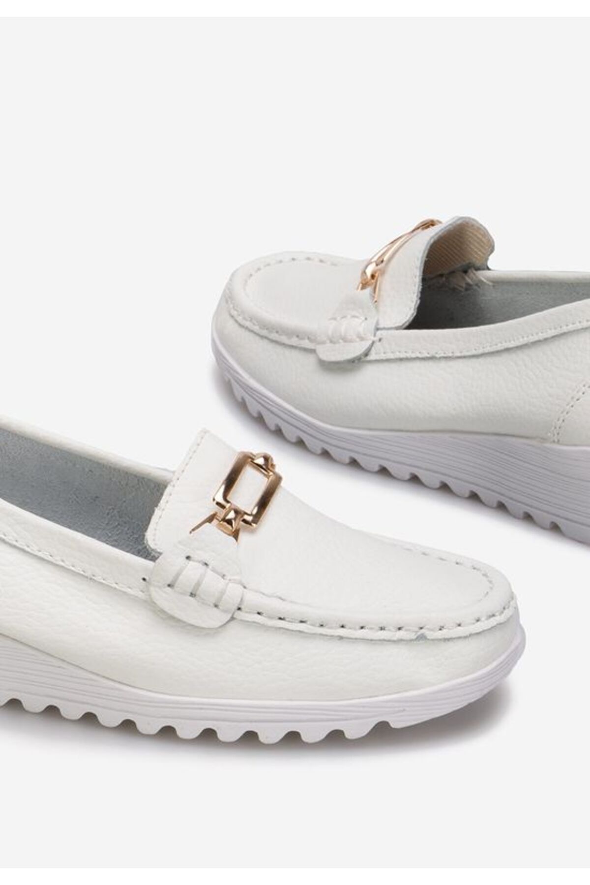 B T Shoes-Women's white Fahima leather loafers 5