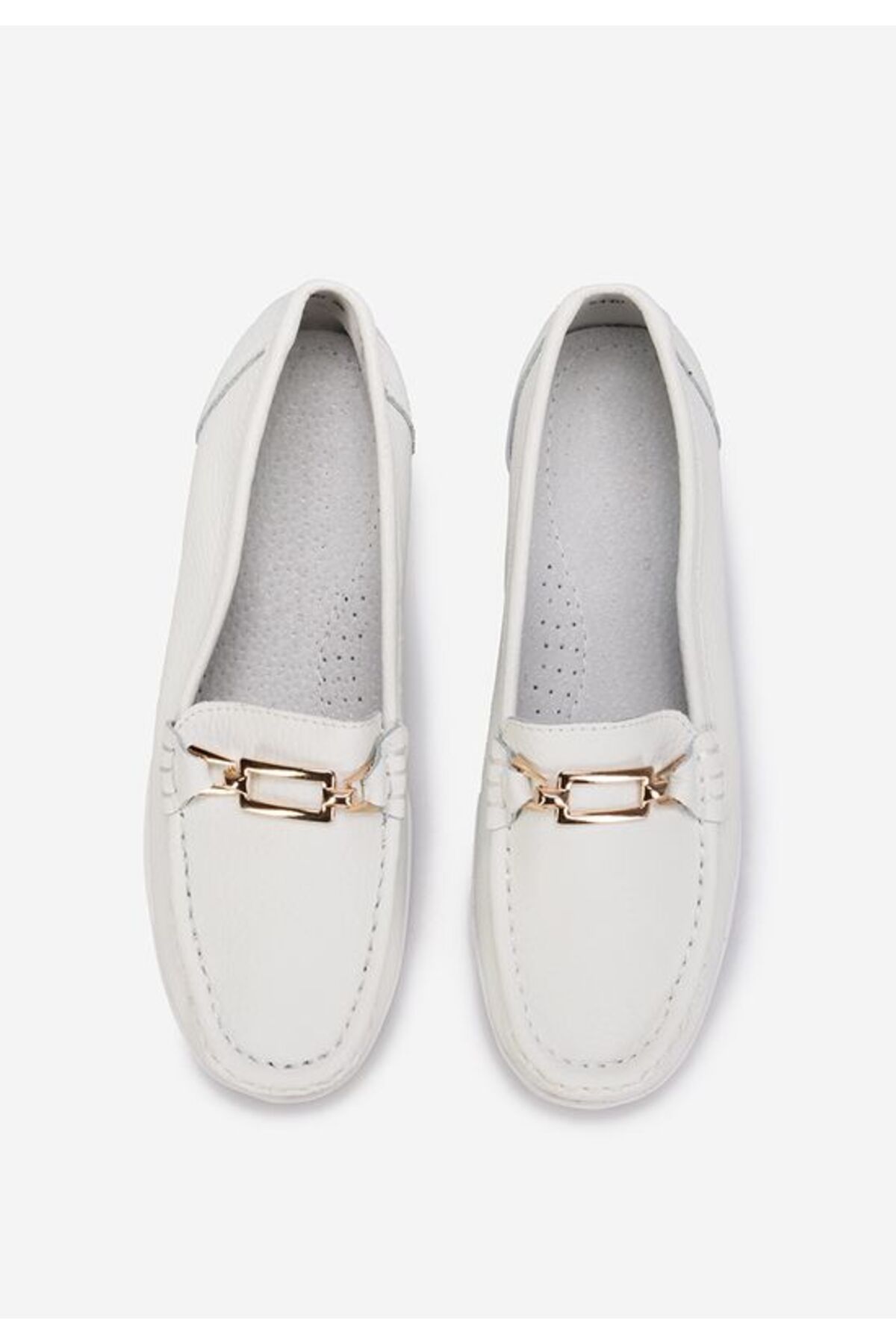 B T Shoes-Women's white Fahima leather loafers 6