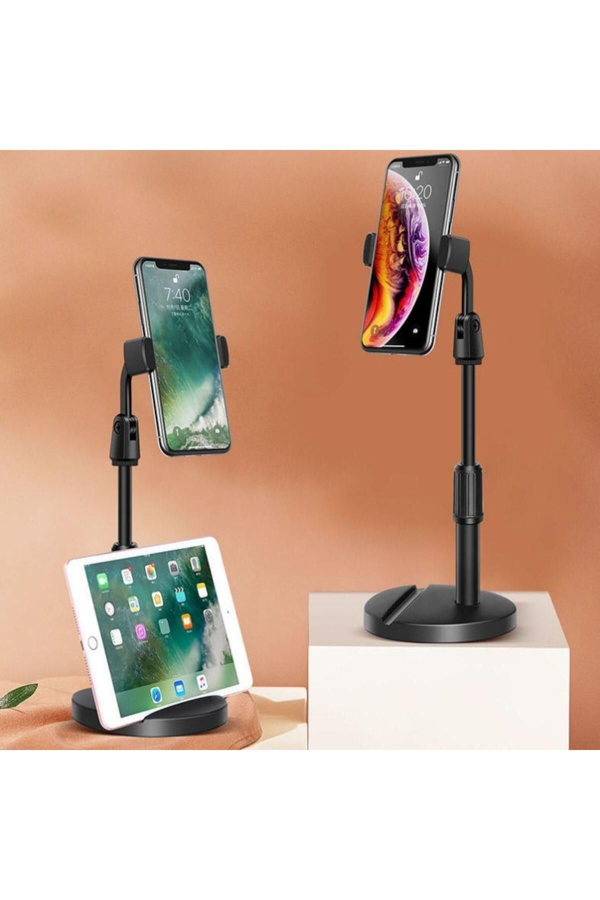 Findit Masa Üstü Tablet ve Telefon Tutucu Plastik Aparat Siyah Telefon Standı-Findit