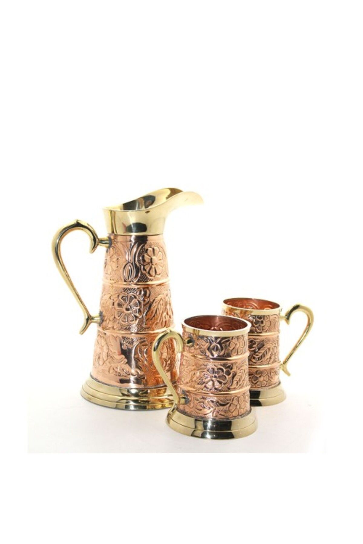 Mu Art Ahşap Pirinç 2 Bardaklı Sürahi Seti