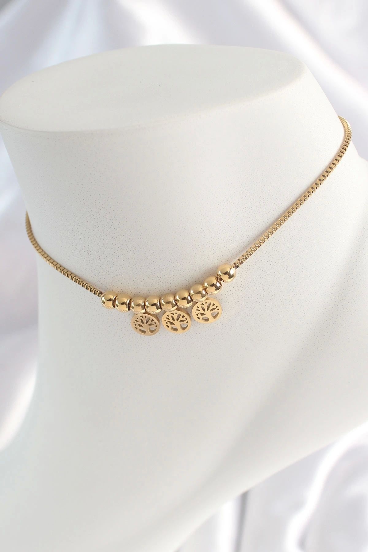 shopwave 316L Çelik Gold Renk Yaşam Ağacı Figür Kadın HalHal