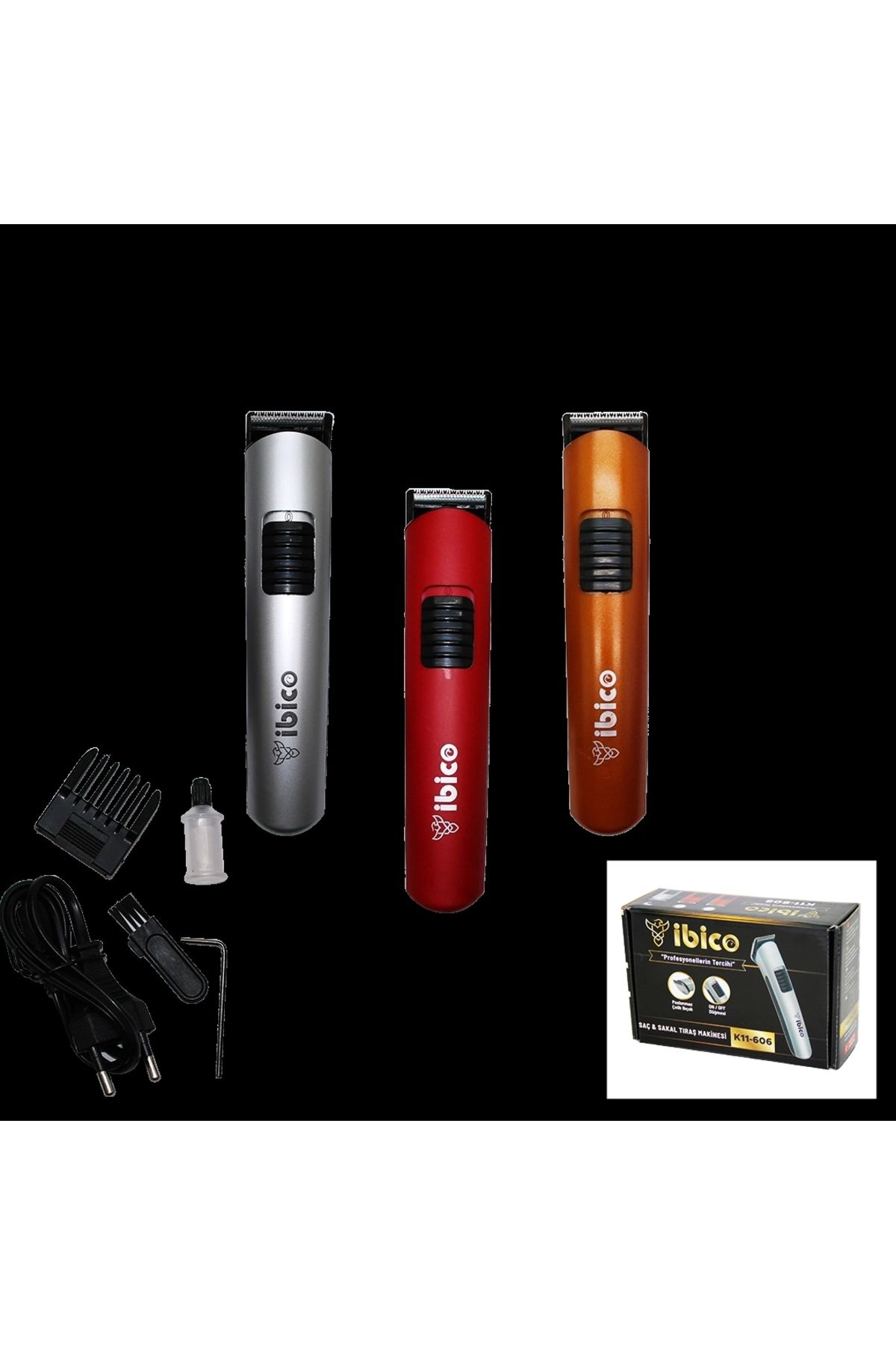 shopwave SAÇ SAKAL KESME TRAŞ MAKİNESİ AYARALI TARAK - KIRMIZI-TURUNCU-GRİ GÖVDE (5047)