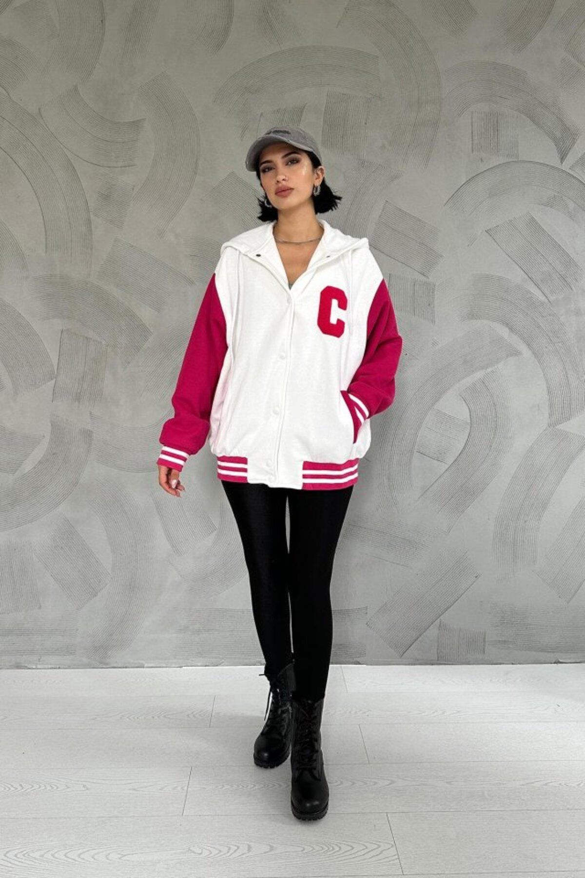 TUA MODA TUA MODA Ekru Kapüşonlu Kolej Mont