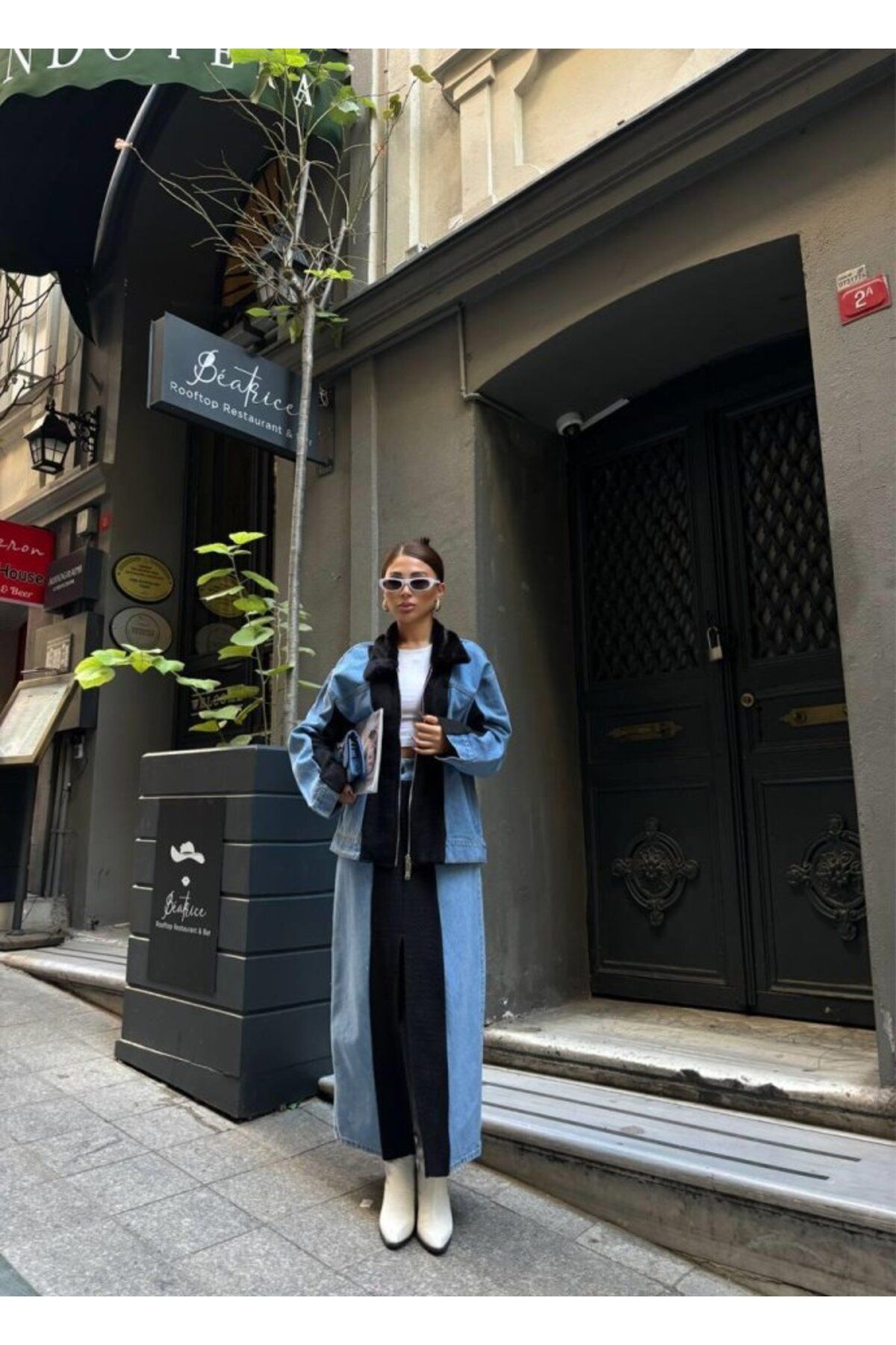 1001moda GARNİLİ KOT MONT - Siyah