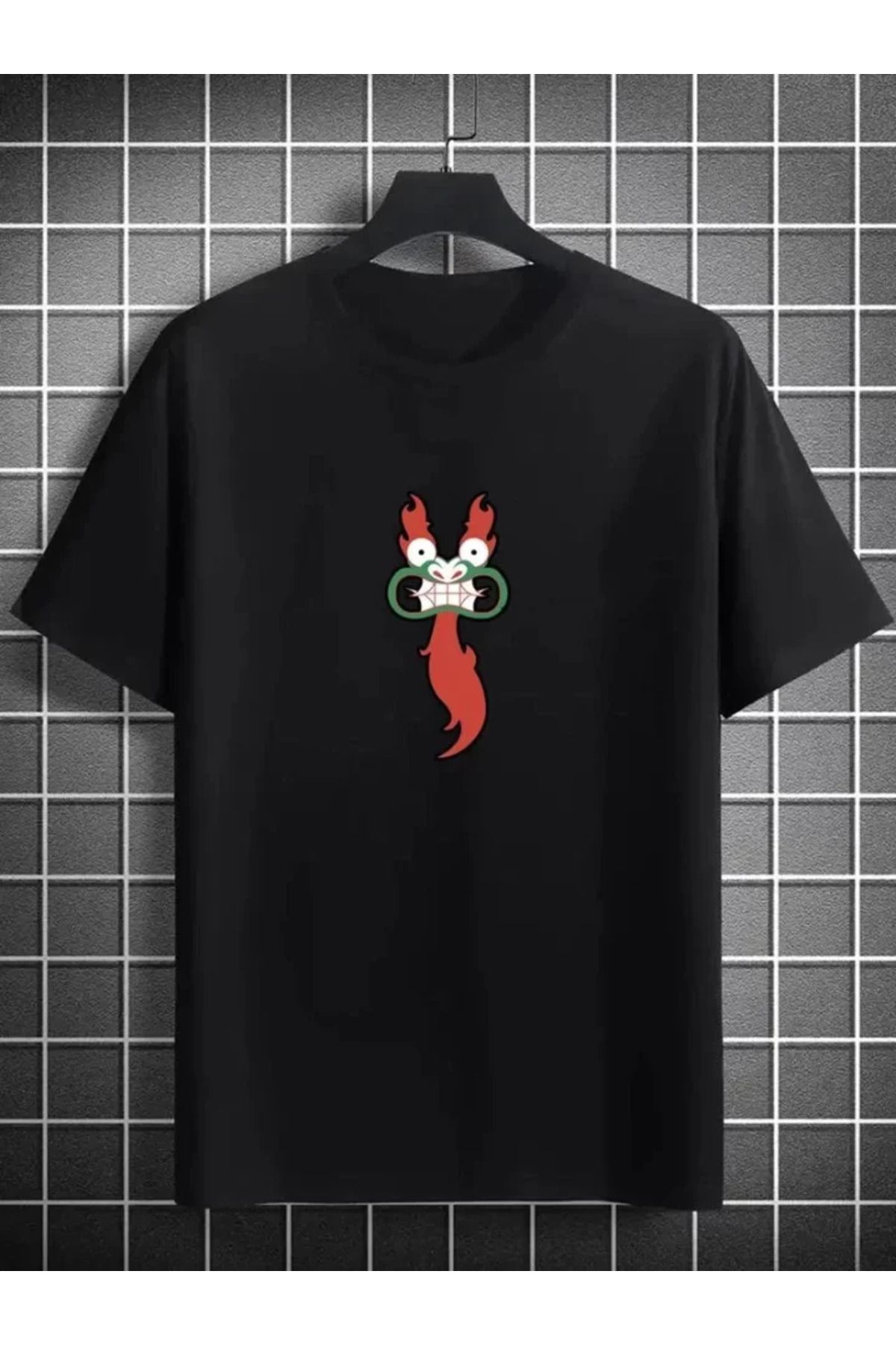 Asap Unisex Bisiklet Yaka Baskılı Oversize T-Shirt - Siyah