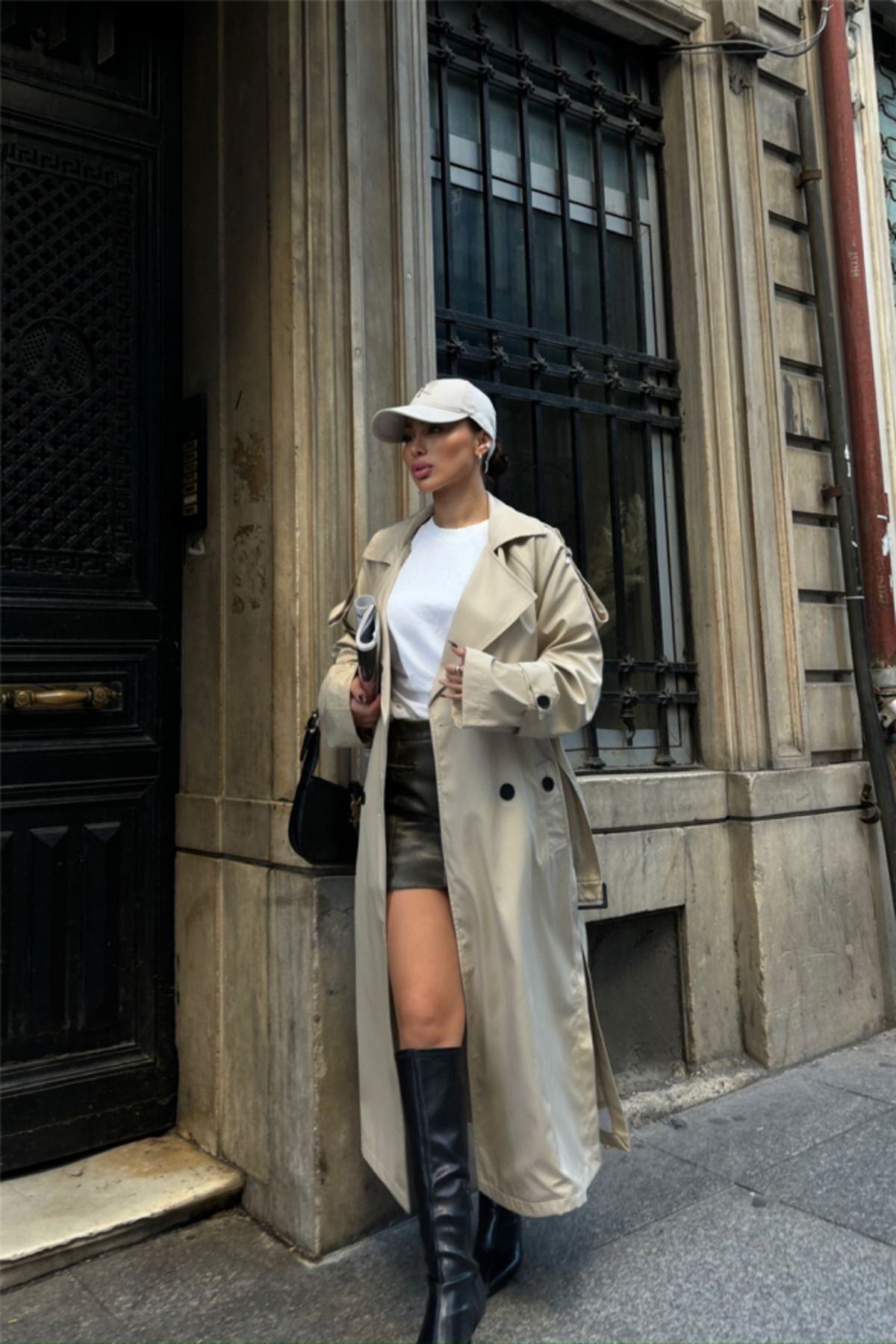 novafems TRENCH YANDAN YIRTMAÇ DETAYLI - Bej