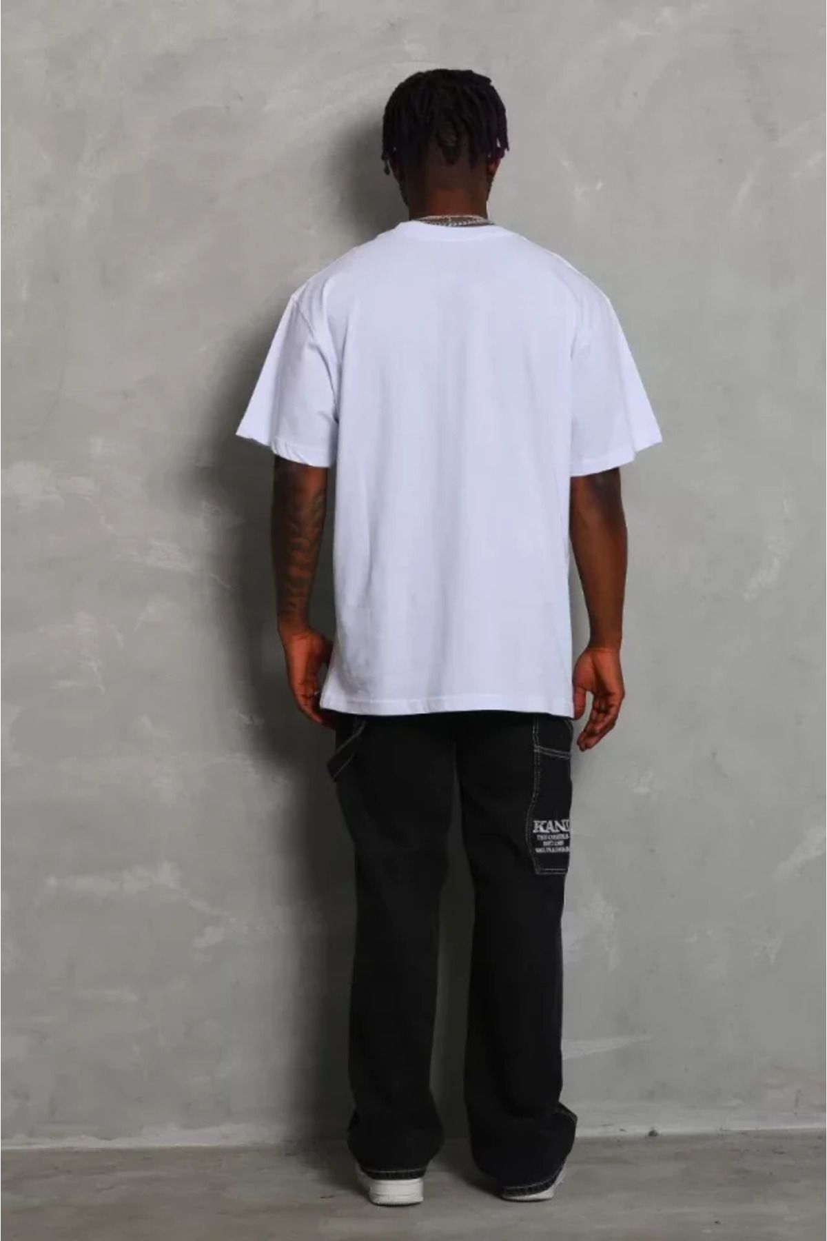 Albayrak Unisex Oversize Düz Bisiklet Yaka T-Shirt - Beyaz