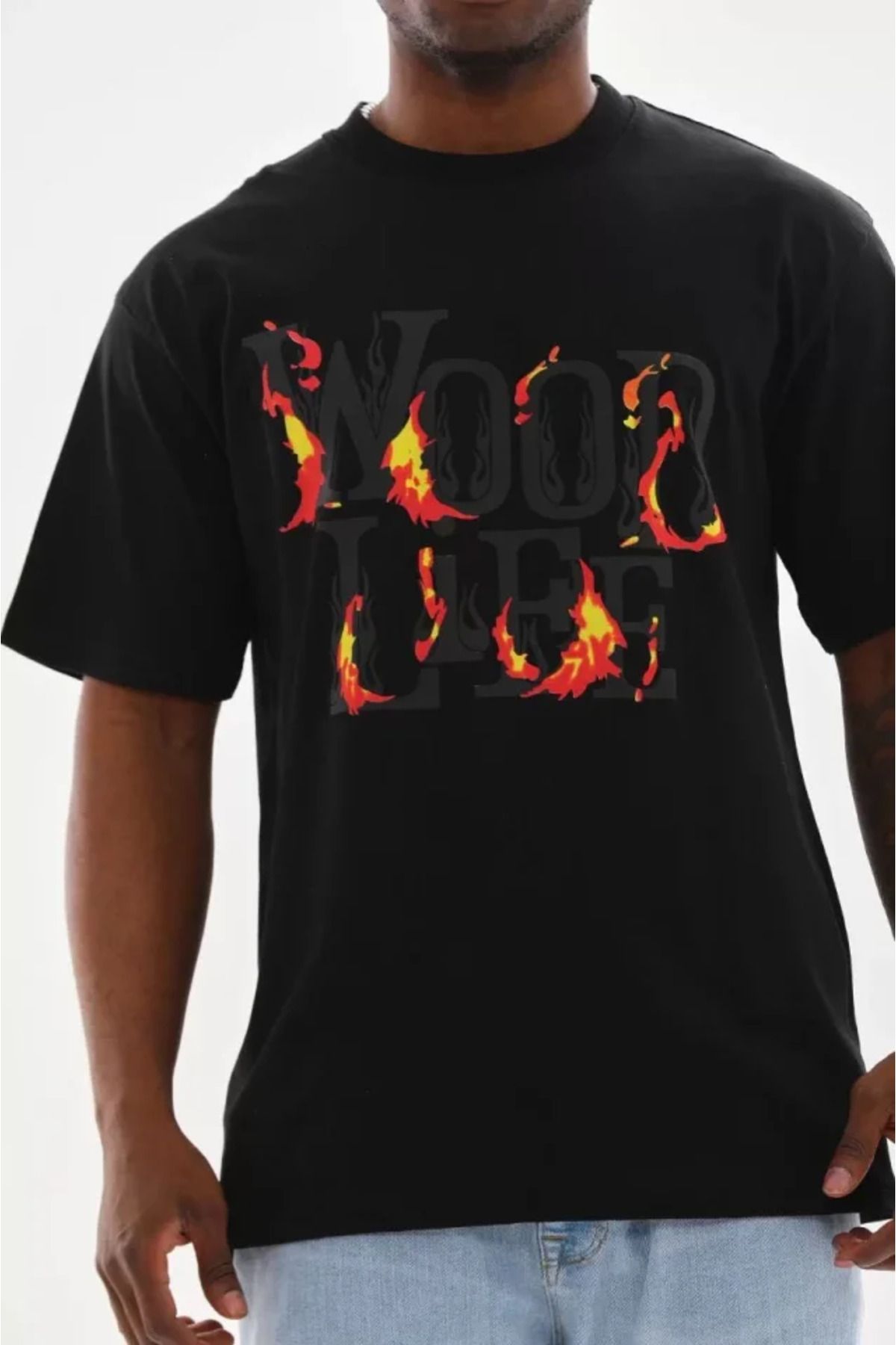 HobiDünyasıElif Unisex Baskılı Oversize T-Shirt - Siyah