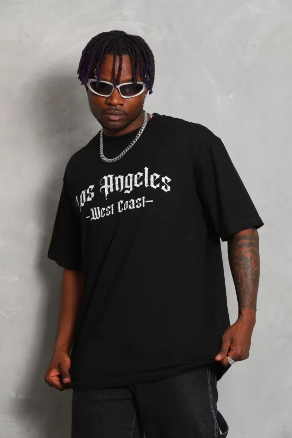 vivenza Unisex Oversize Baskılı Bisiklet Yaka T-Shirt - Siyah