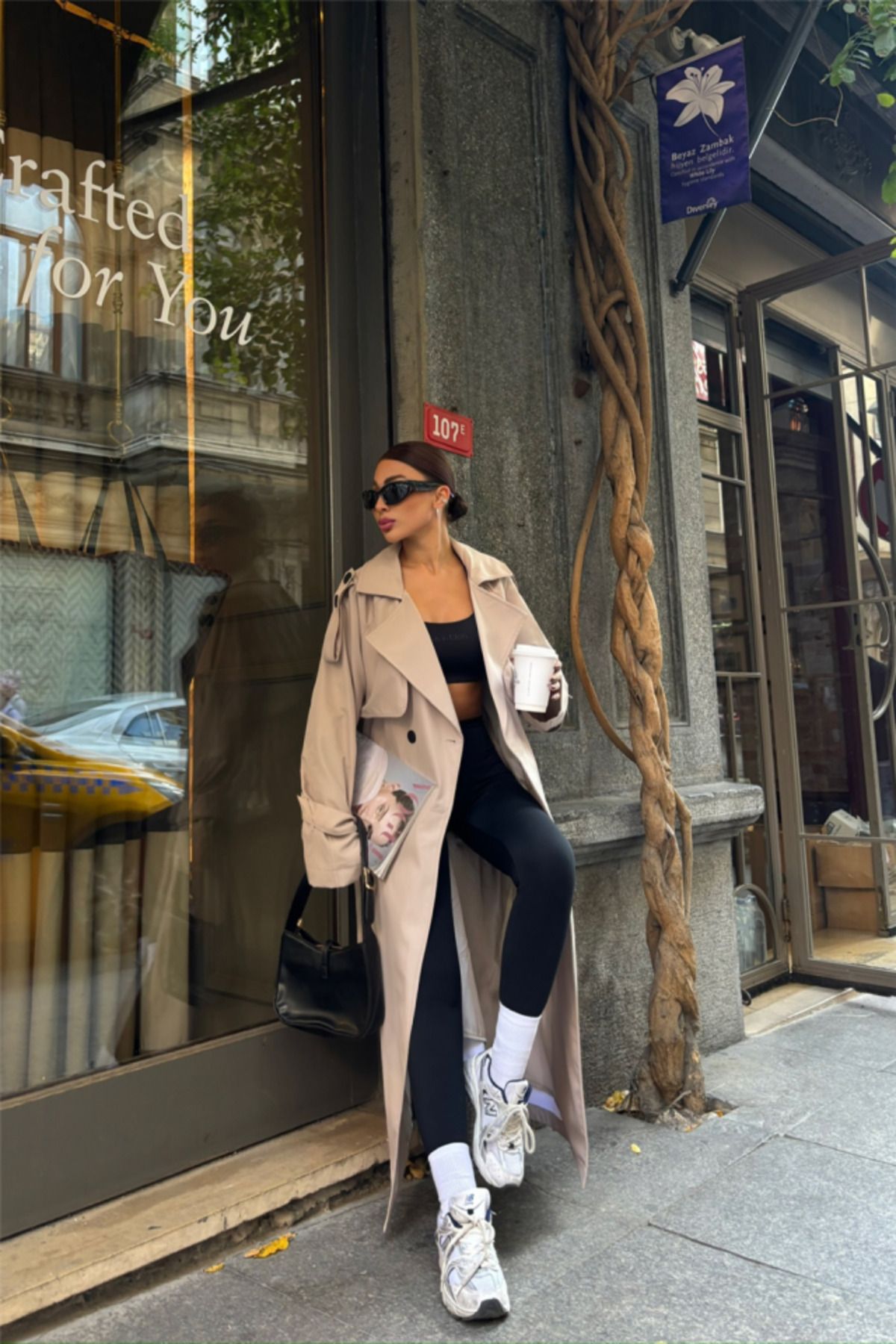 novafems TRENCH YANDAN YIRTMAÇ DETAYLI - Taş